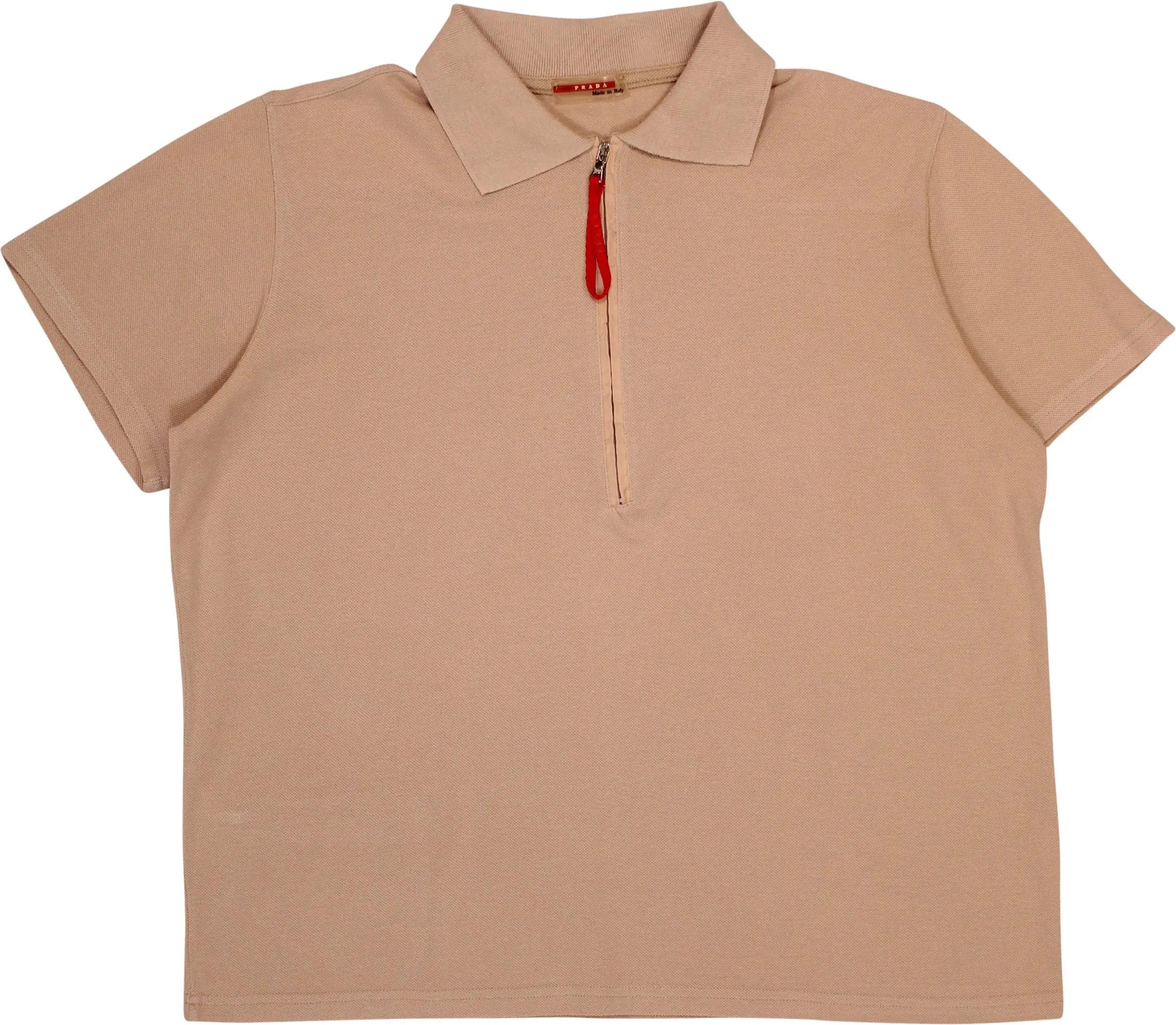 Prada - Vintage Beige Quater Zip Polo Shirt by Prada- ThriftTale.com - Vintage and second handclothing
