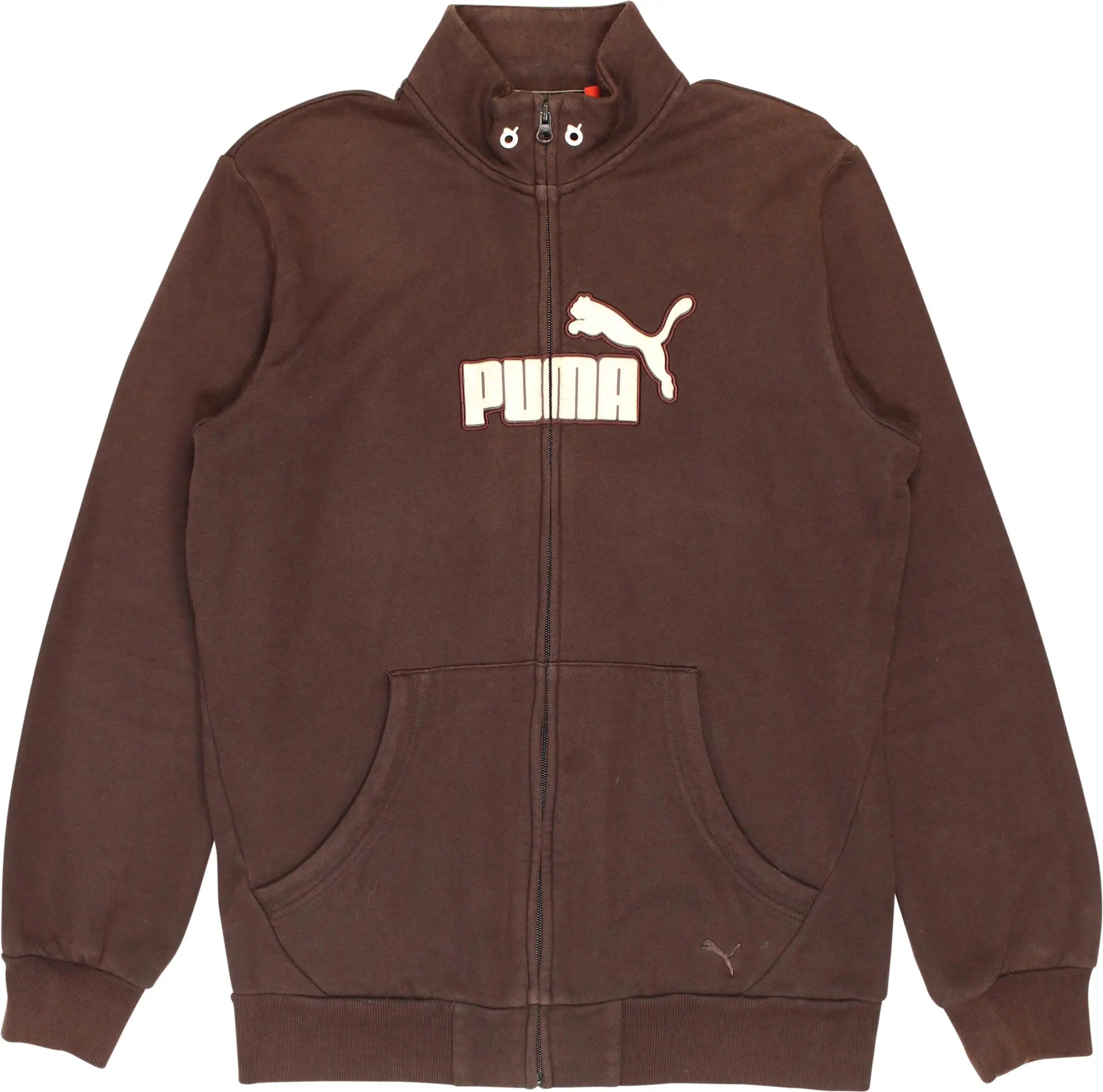 Puma - Brown Zip-up Sweater by Puma- ThriftTale.com - Vintage and second handclothing