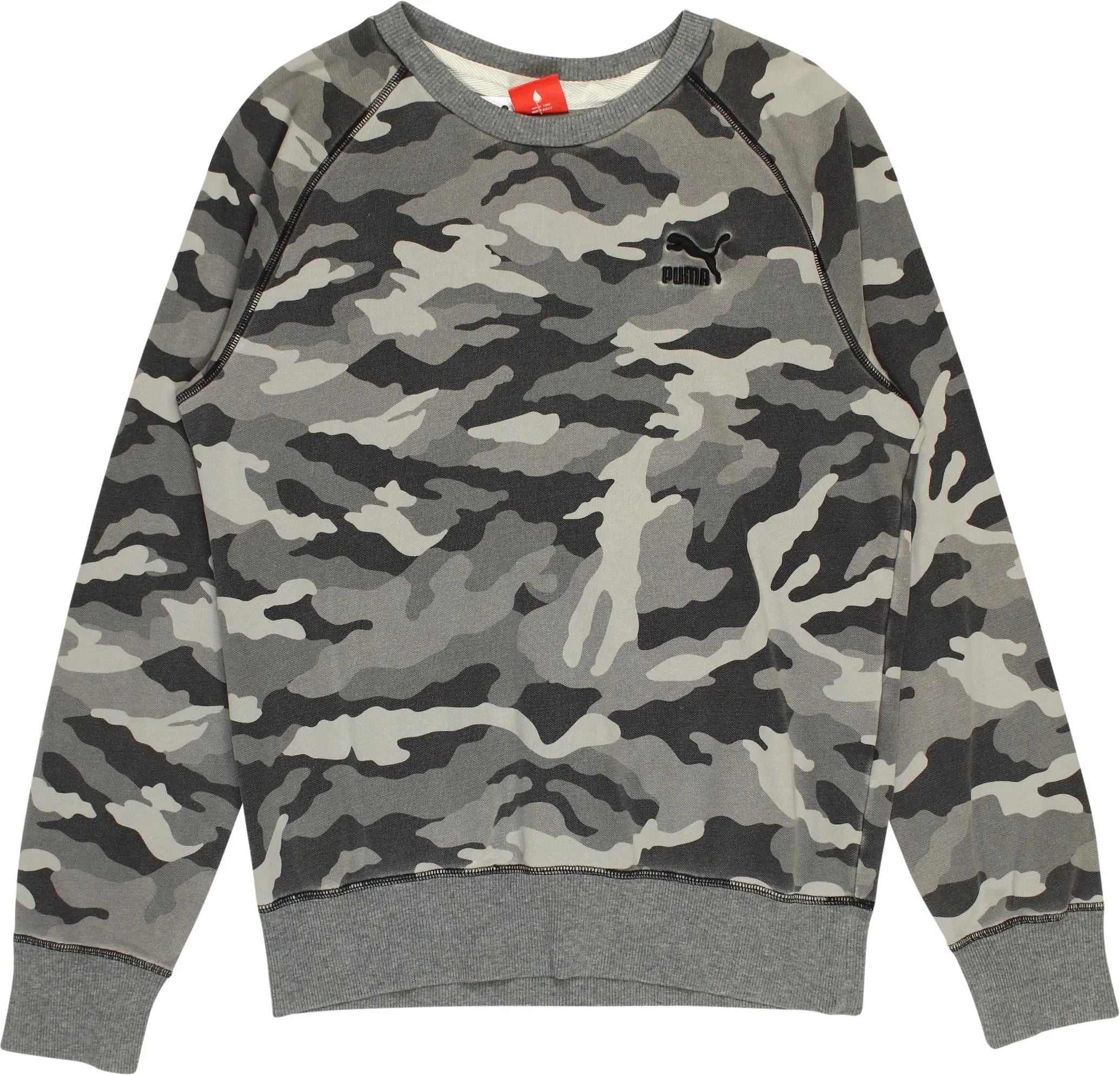Puma - Grey Camouflage Printed Sweater by Puma- ThriftTale.com - Vintage and second handclothing
