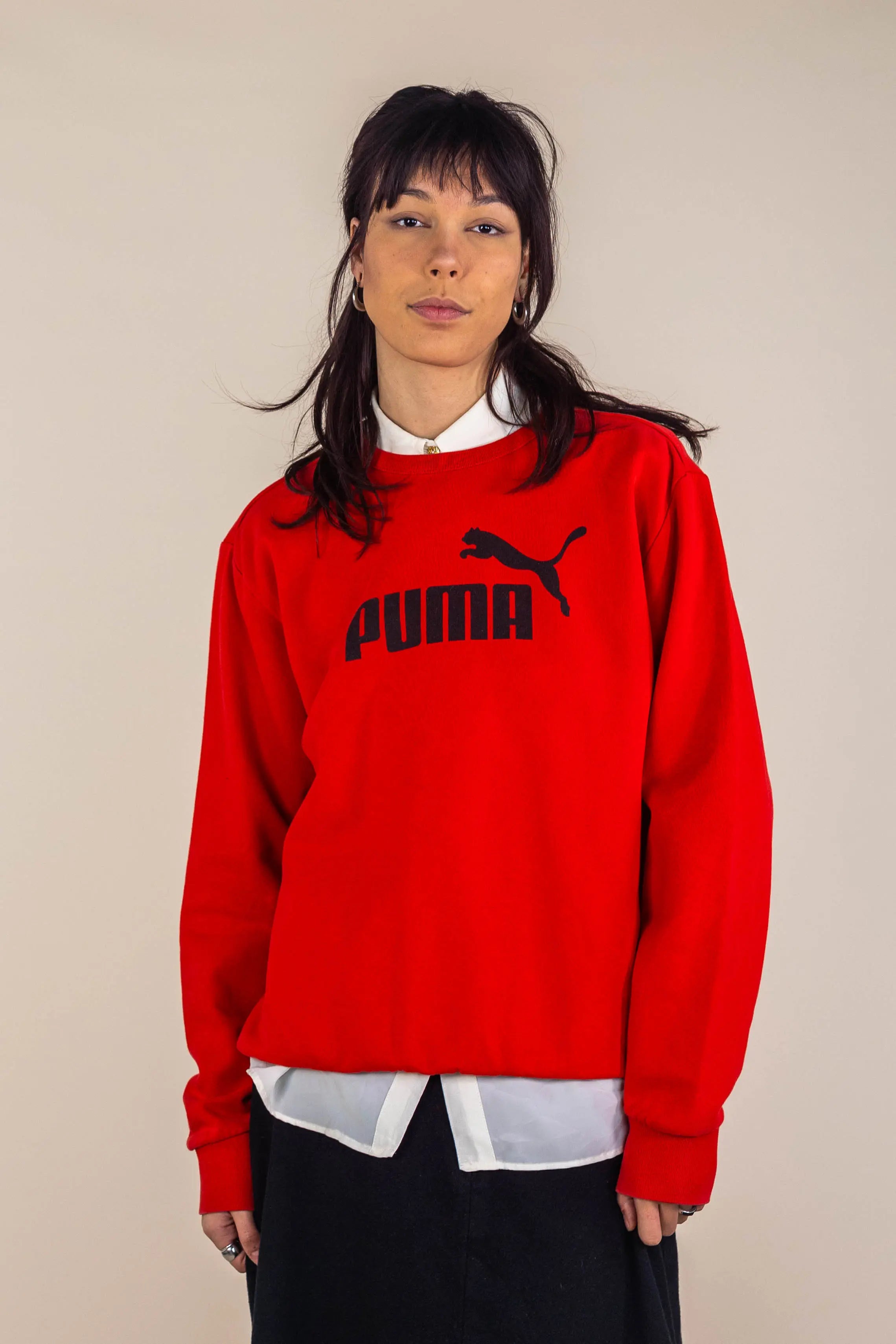 Puma - Red Crew Neck Sweater by Puma- ThriftTale.com - Vintage and second handclothing