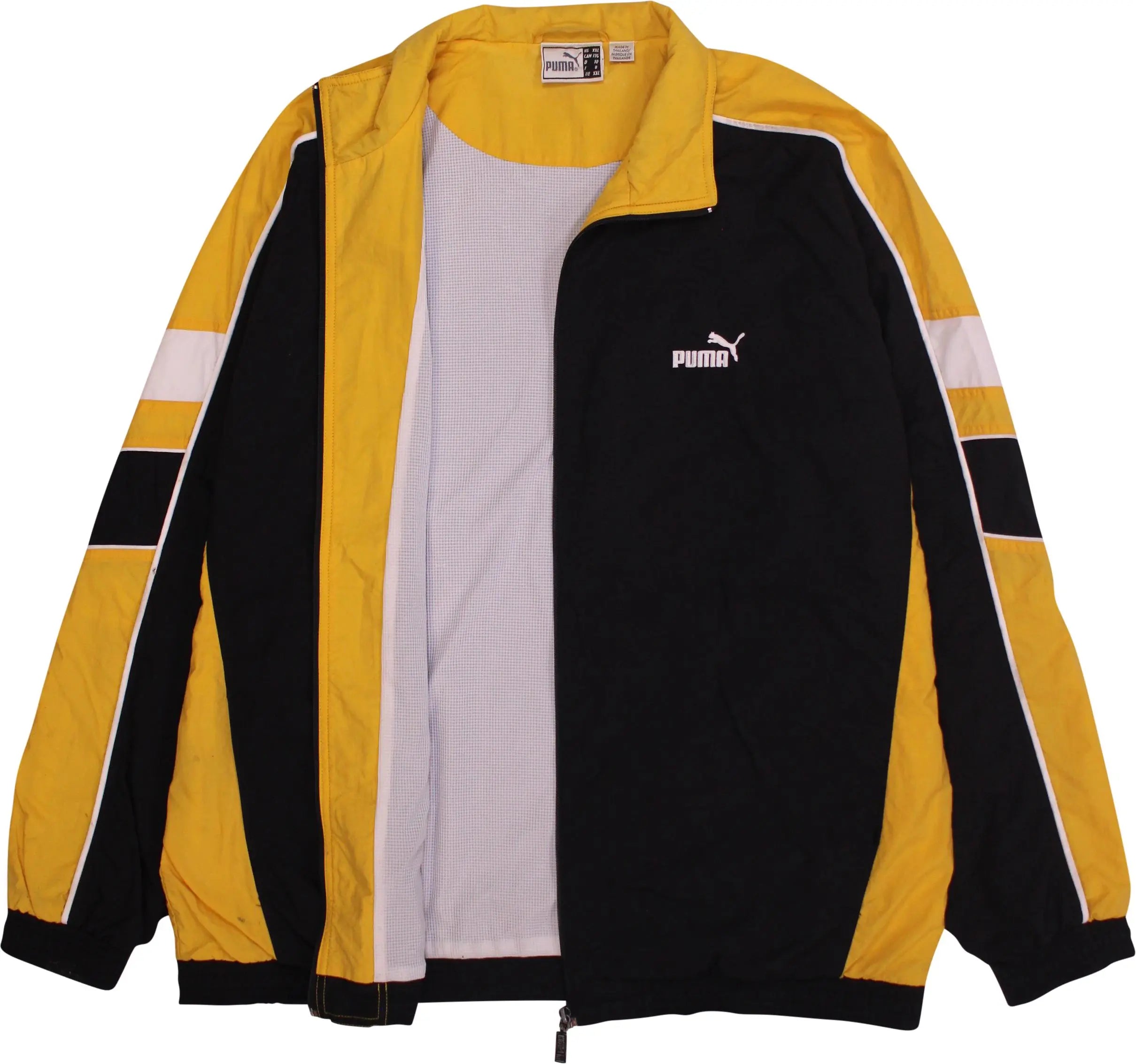 Puma - Yellow Black Track Jacket by Puma- ThriftTale.com - Vintage and second handclothing
