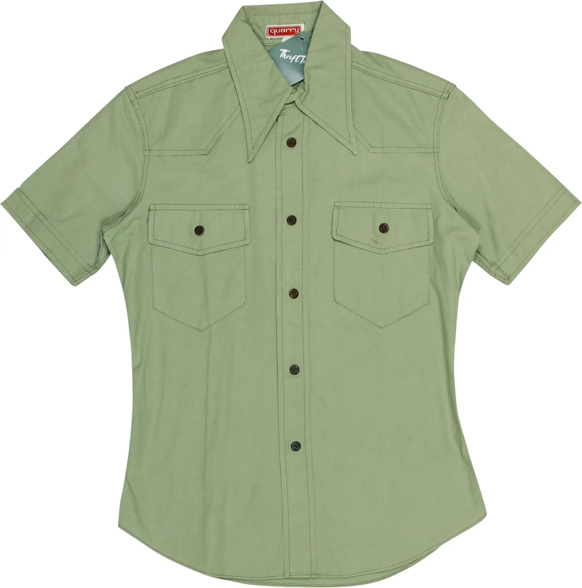 Quarry - 70s Green Short Sleeve Shirt- ThriftTale.com - Vintage and second handclothing