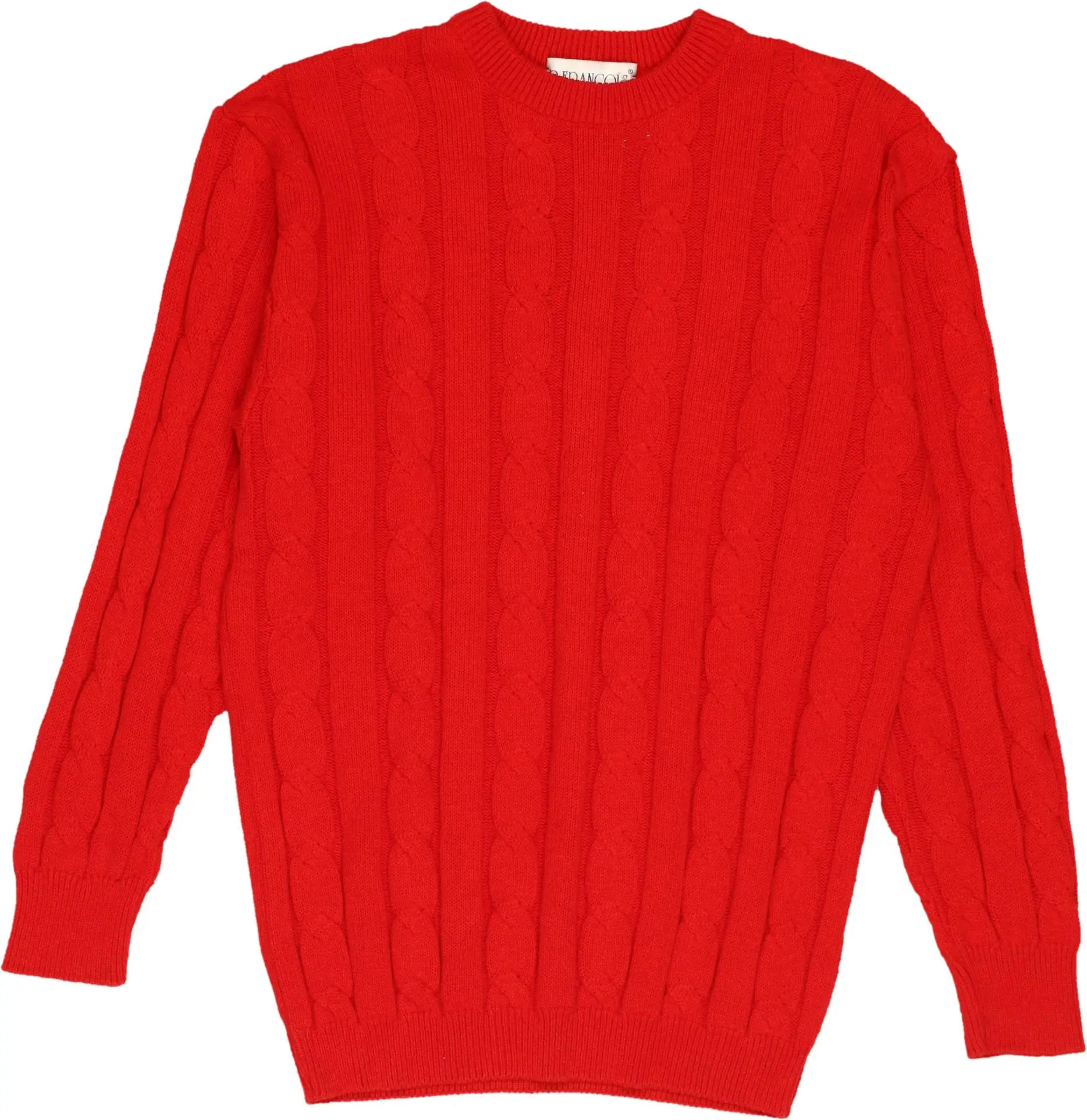 R. Francois - Red Cable Knit Jumper- ThriftTale.com - Vintage and second handclothing
