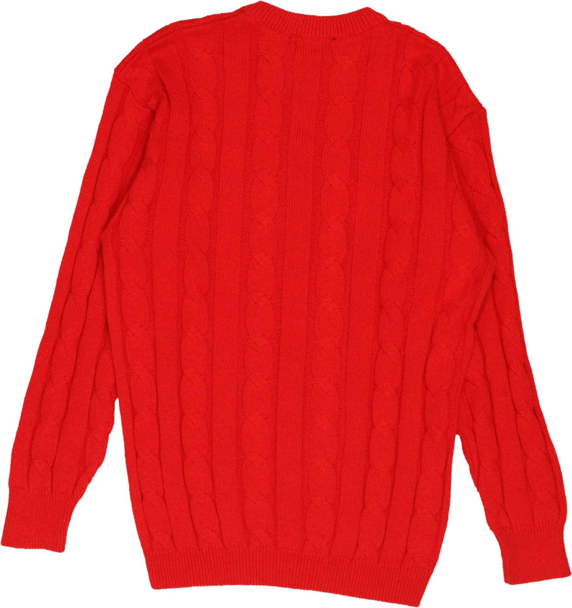 R. Francois - Red Cable Knit Jumper- ThriftTale.com - Vintage and second handclothing