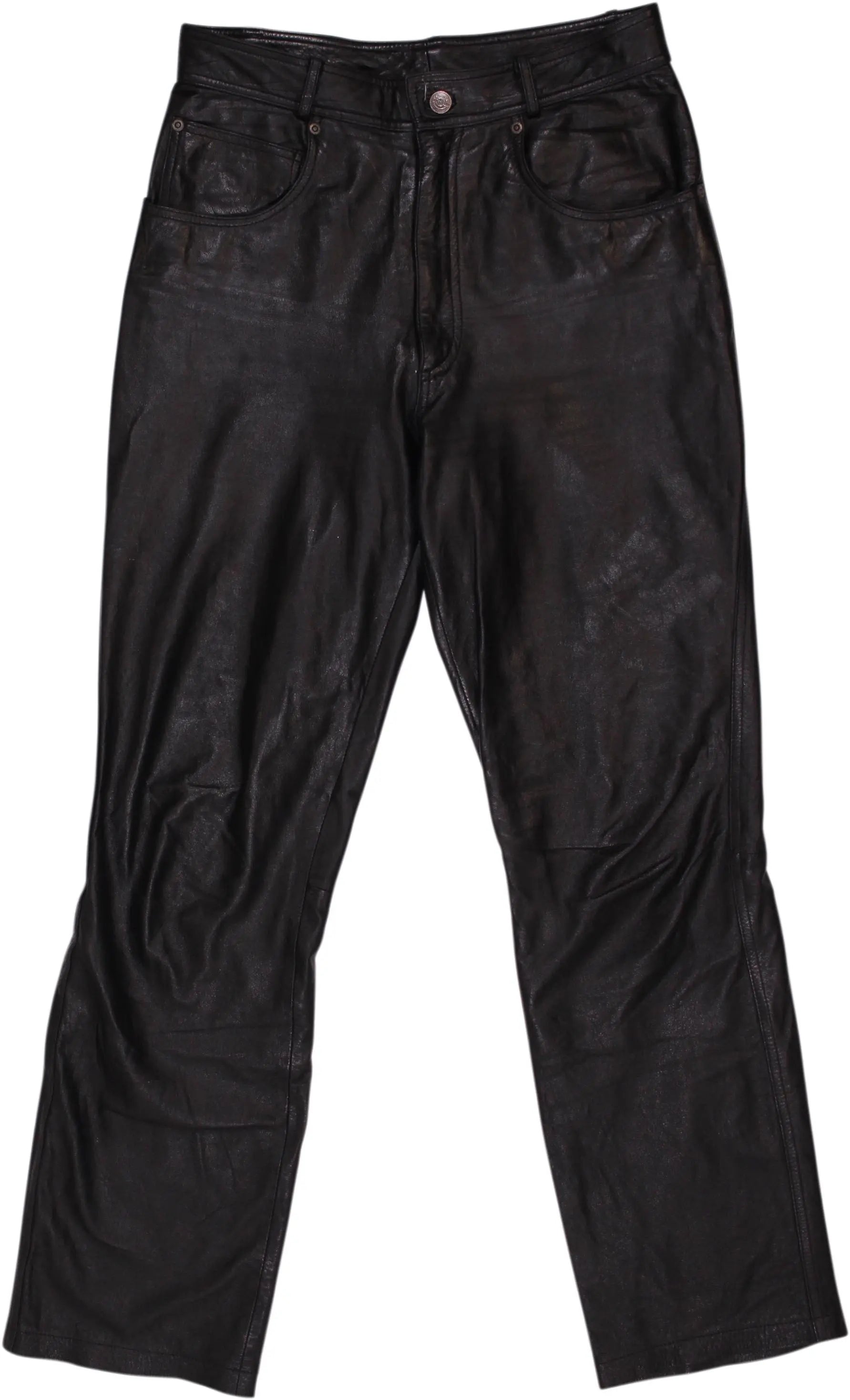 Raberg - Black Leather Pants- ThriftTale.com - Vintage and second handclothing