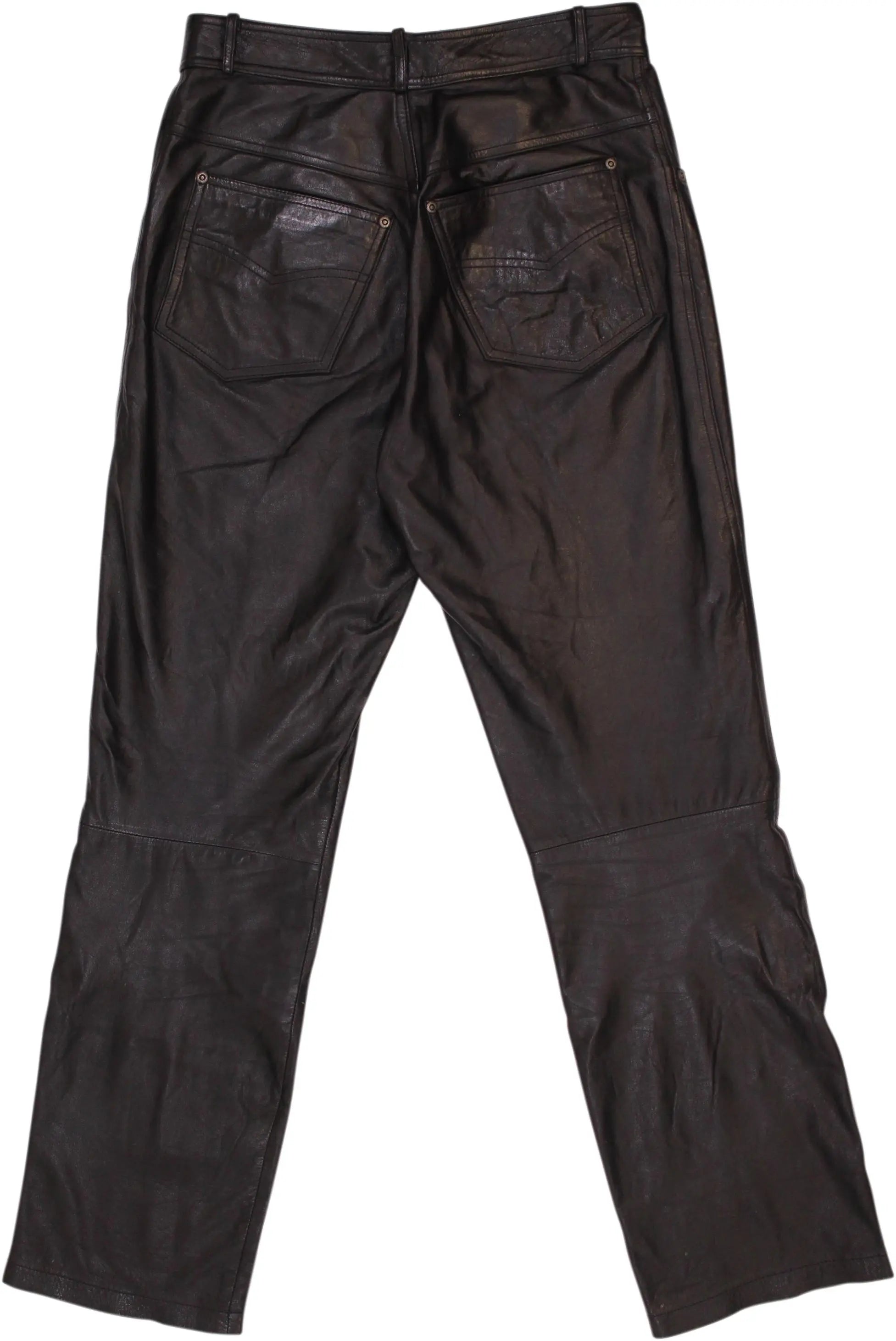 Raberg - Black Leather Pants- ThriftTale.com - Vintage and second handclothing