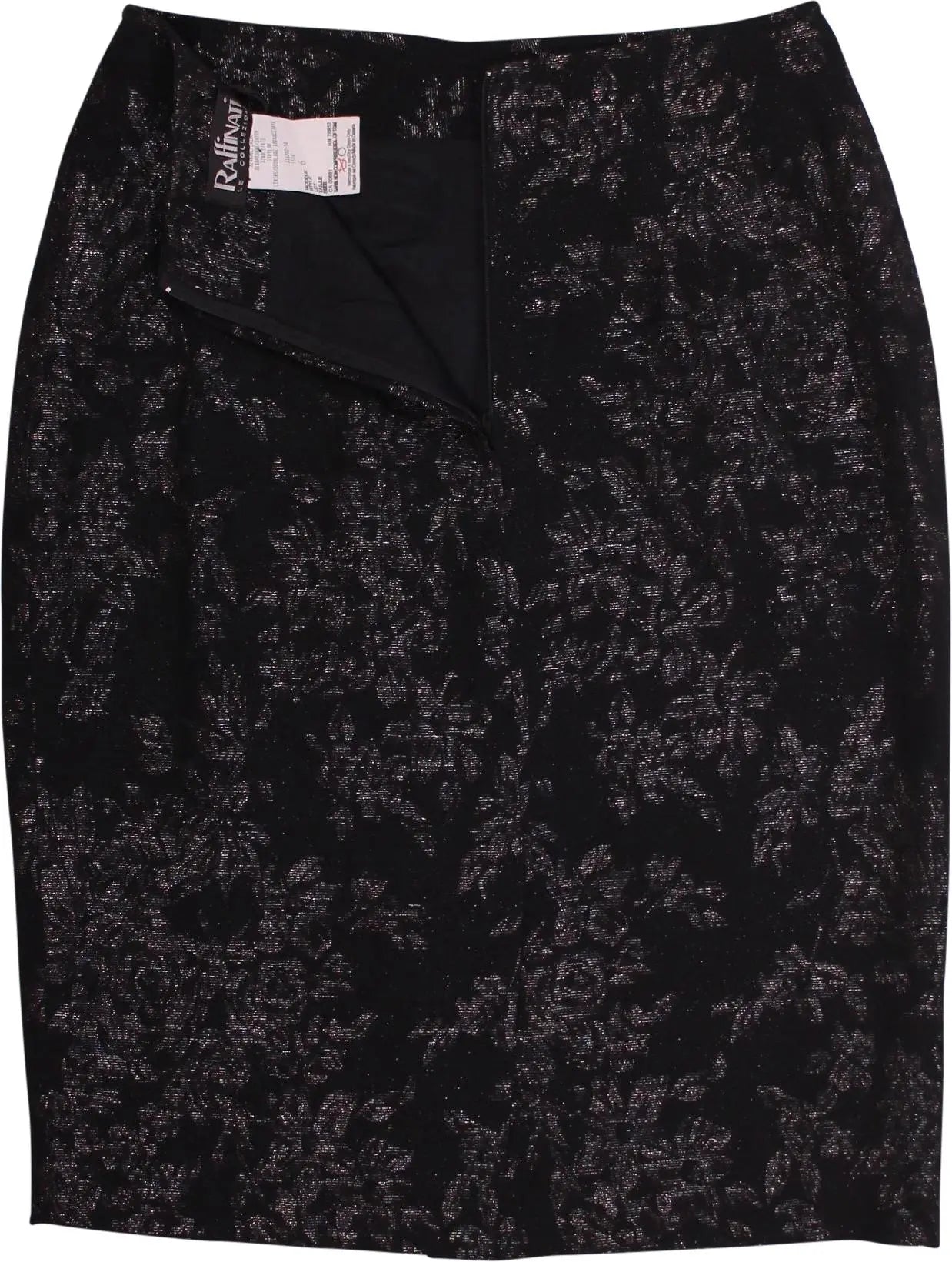 Raffinati - Black Skirt with Metallic Flowers- ThriftTale.com - Vintage and second handclothing