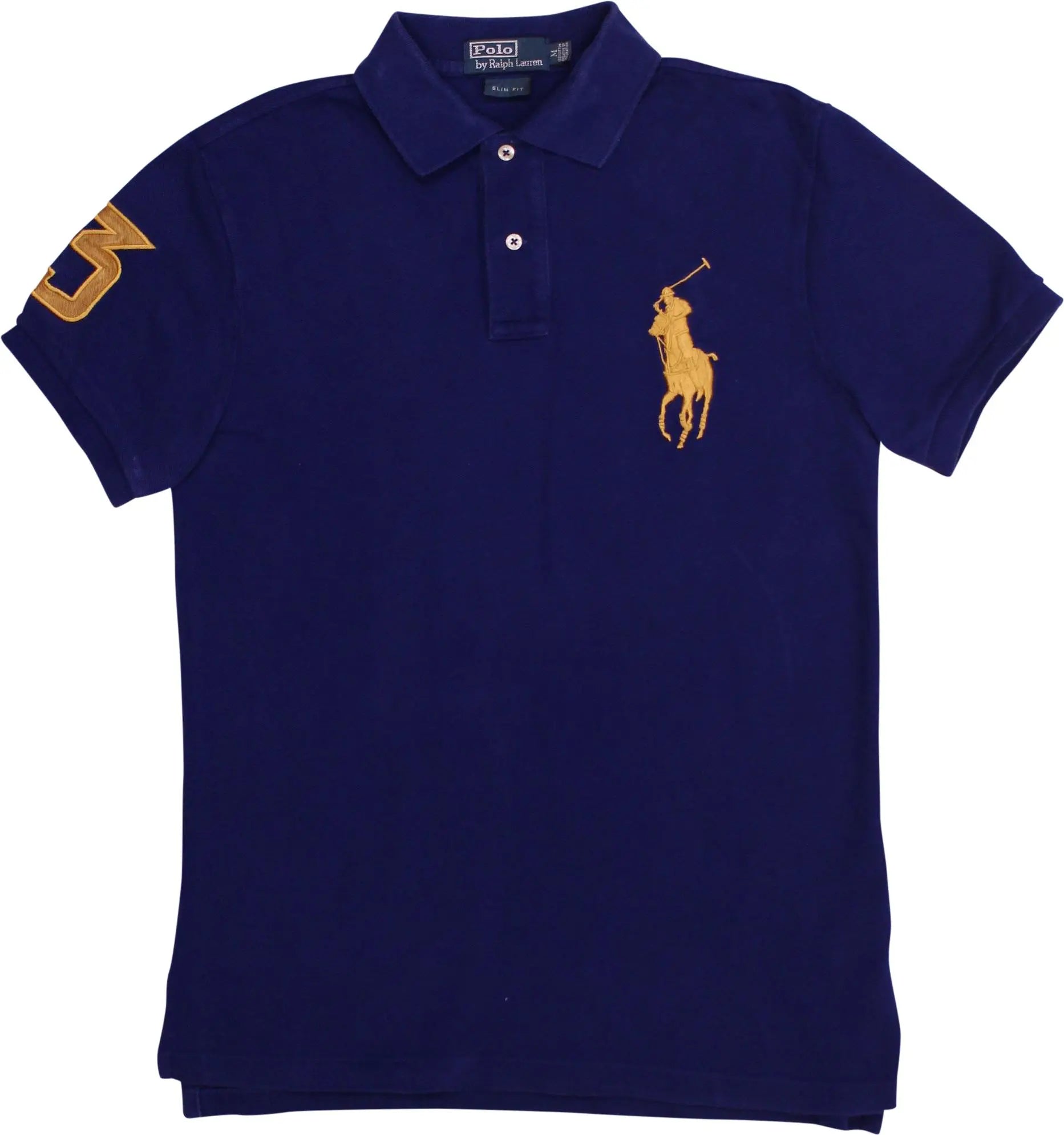 Ralph Lauren - Blue Slim Fit Polo Shirt by Ralph Lauren- ThriftTale.com - Vintage and second handclothing