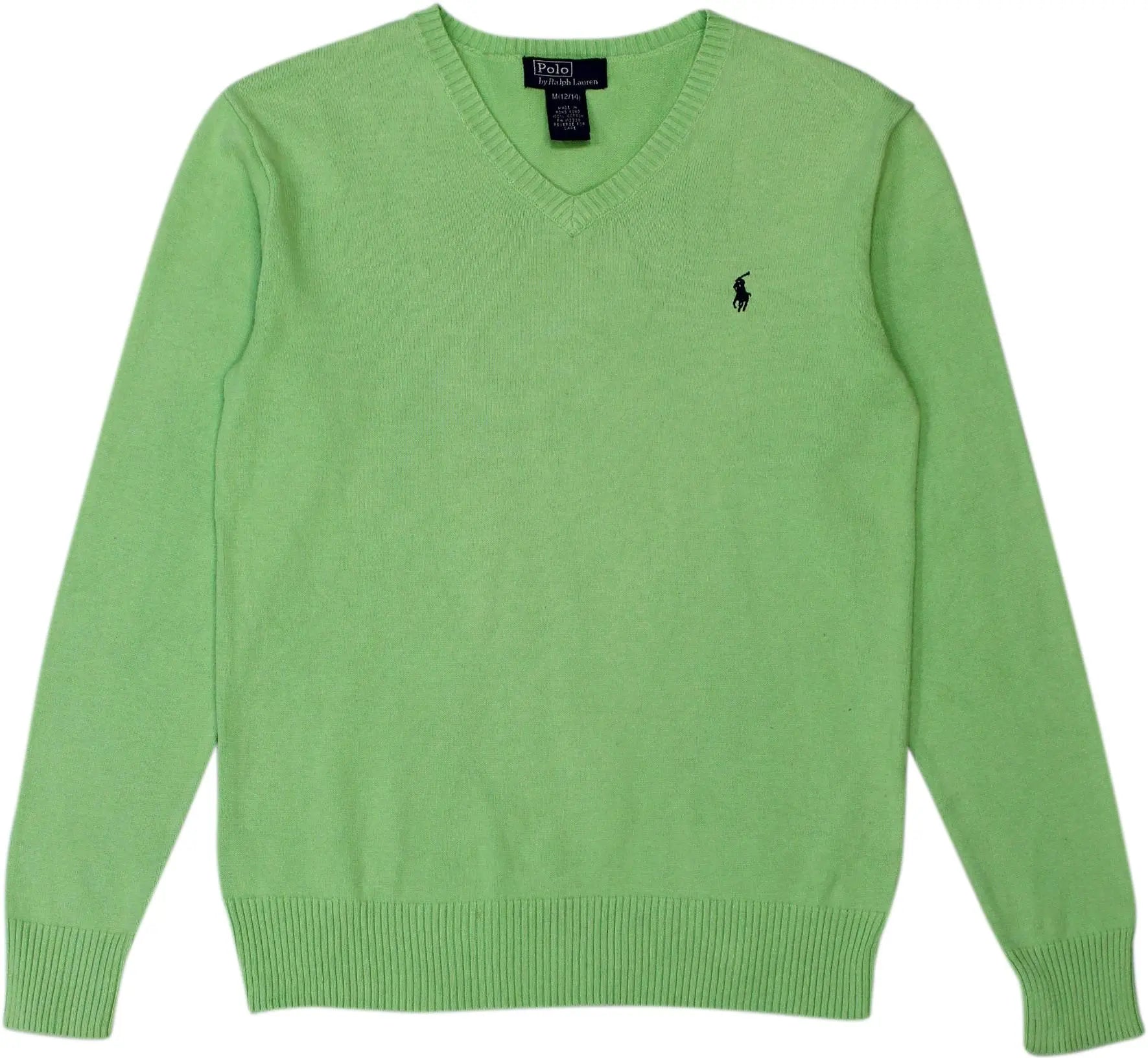 Ralph Lauren - Green V-neck Sweater by Ralph Lauren- ThriftTale.com - Vintage and second handclothing
