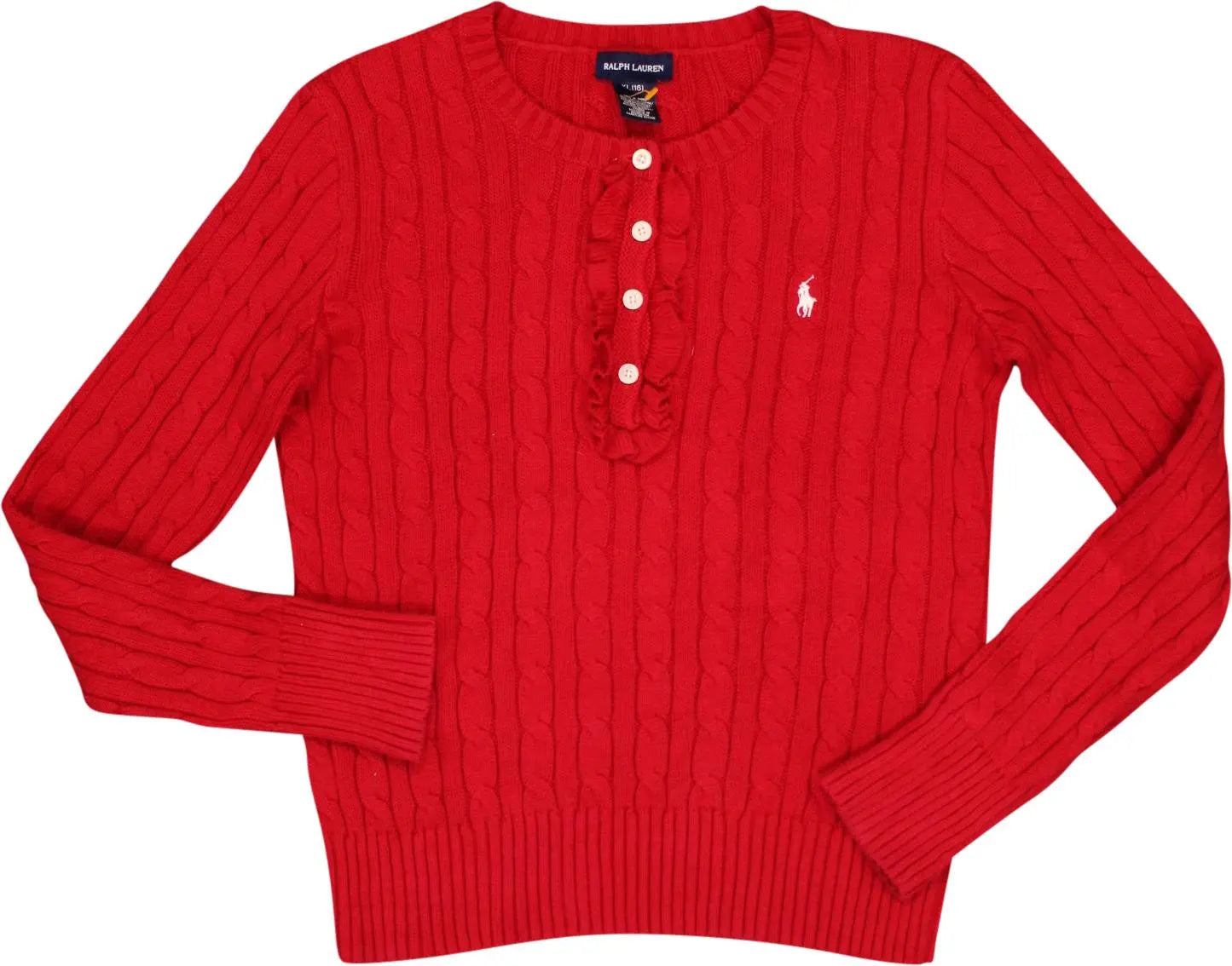 Ralph Lauren - Red Knitted Sweater by Ralph Lauren- ThriftTale.com - Vintage and second handclothing