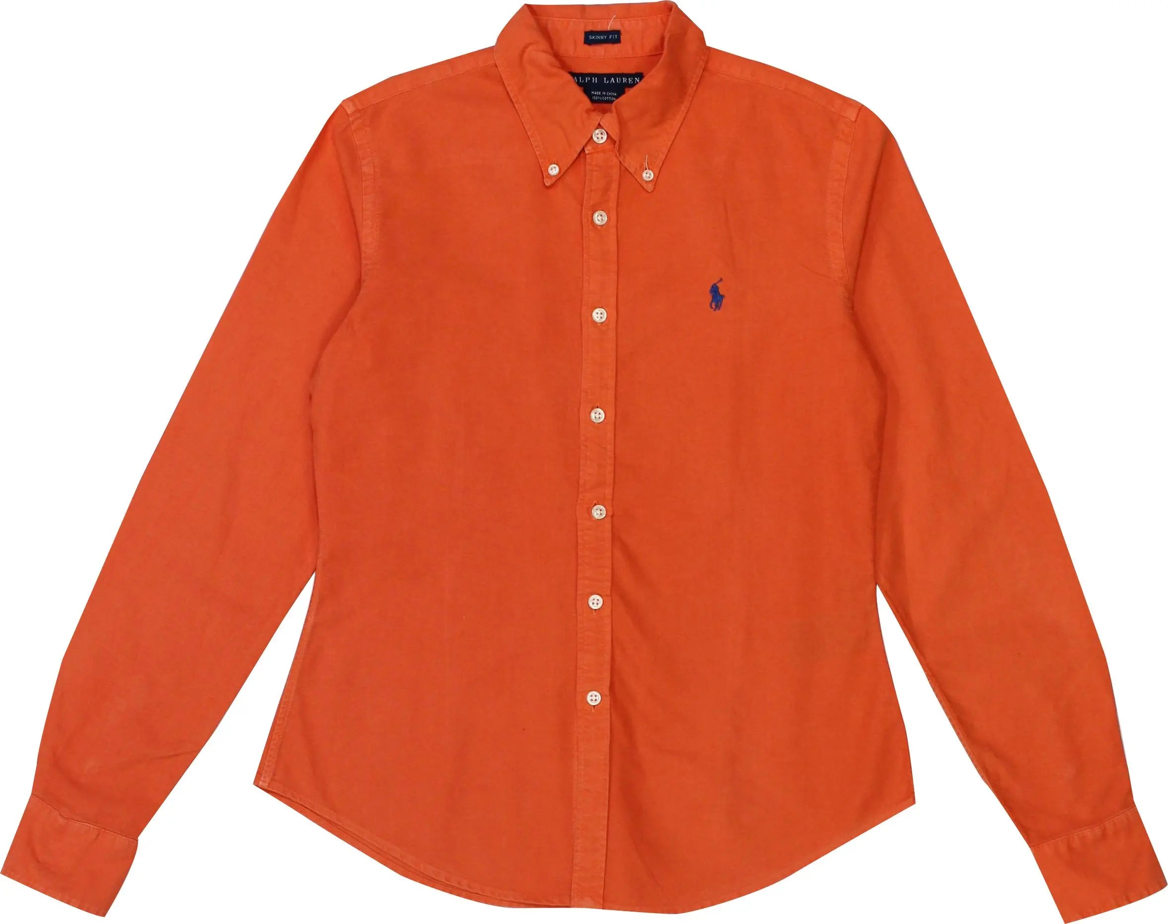 Ralph Lauren - Skinny Fit Orange Blouse by Ralph Lauren- ThriftTale.com - Vintage and second handclothing