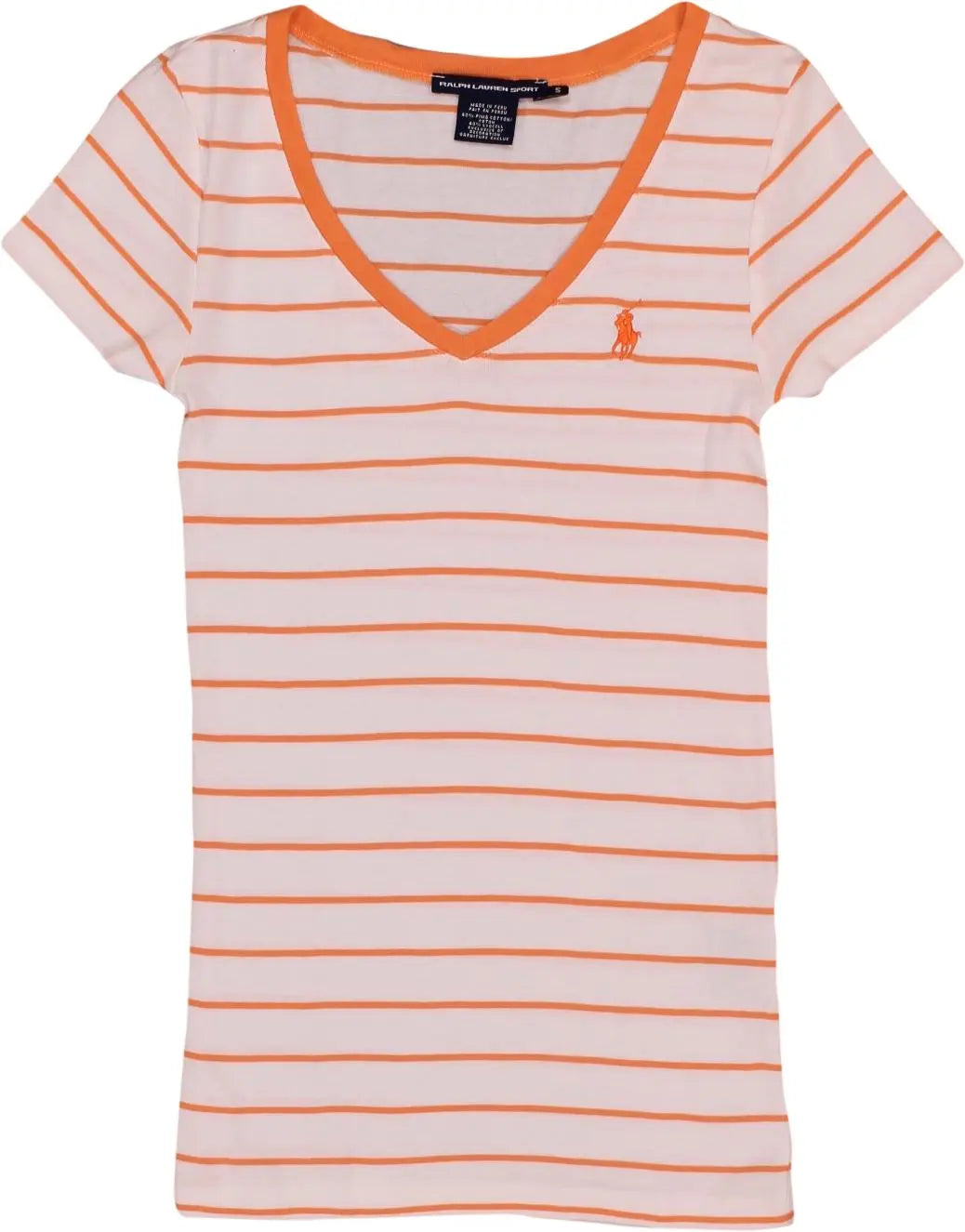 Ralph Lauren - Striped V-Neck T-shirt by Ralph Lauren Sport- ThriftTale.com - Vintage and second handclothing
