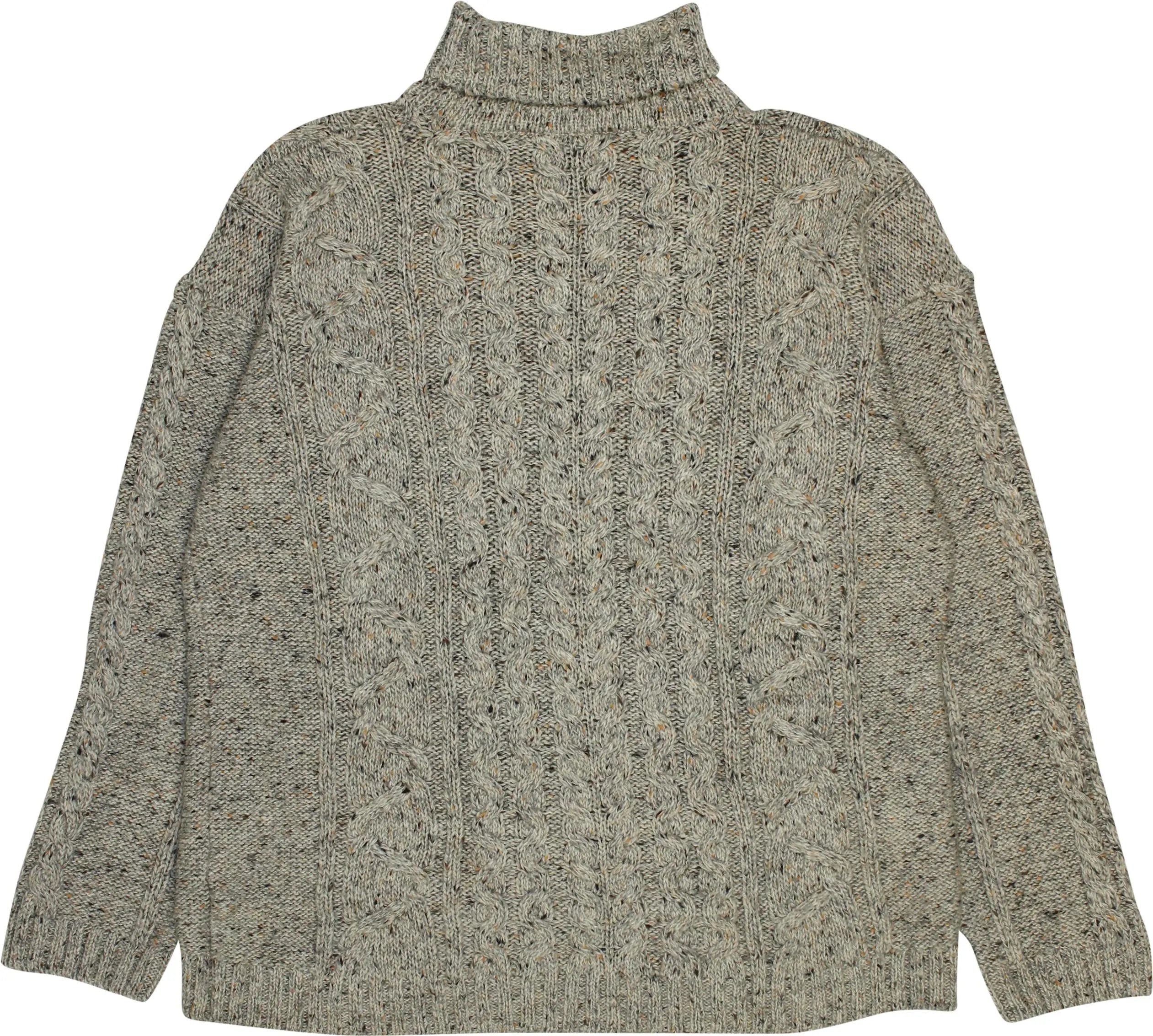 Relaxed - Wool Blend Cable Knit Turtleneck Jumper- ThriftTale.com - Vintage and second handclothing