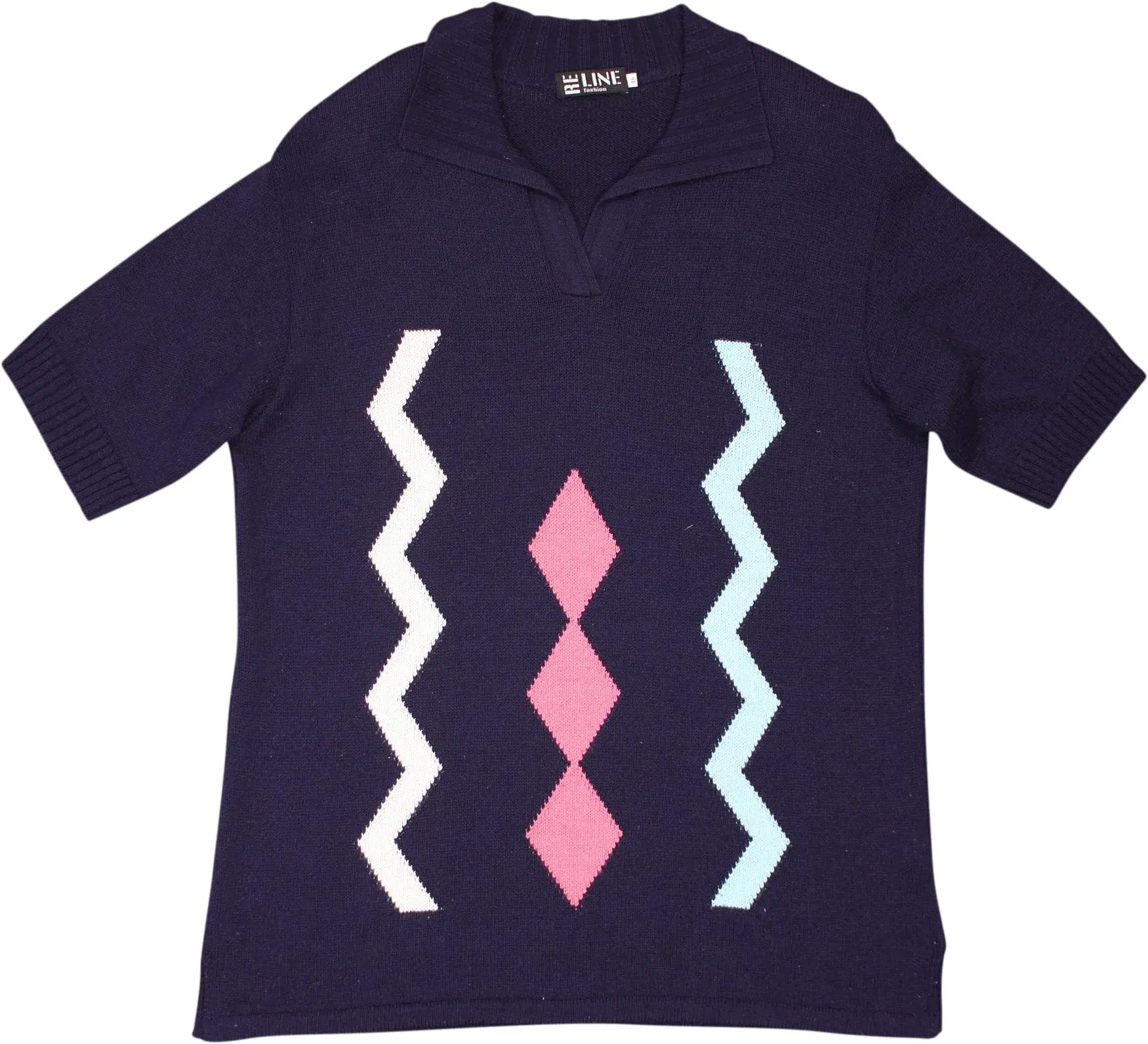 Reline Fashion - Argyle Knit Shirt- ThriftTale.com - Vintage and second handclothing