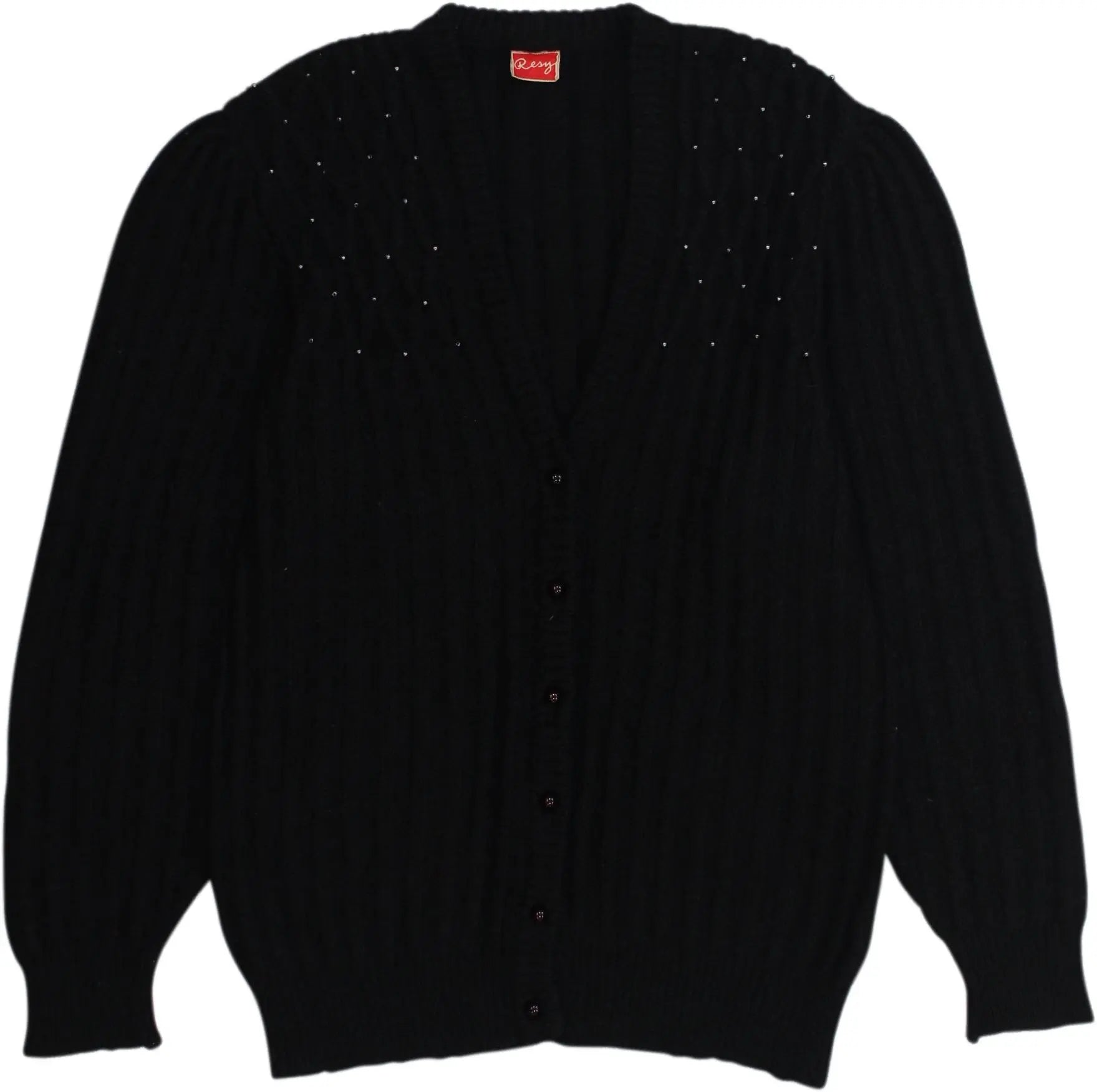 Resy - Black Knitted Wool Blend Cardigan- ThriftTale.com - Vintage and second handclothing
