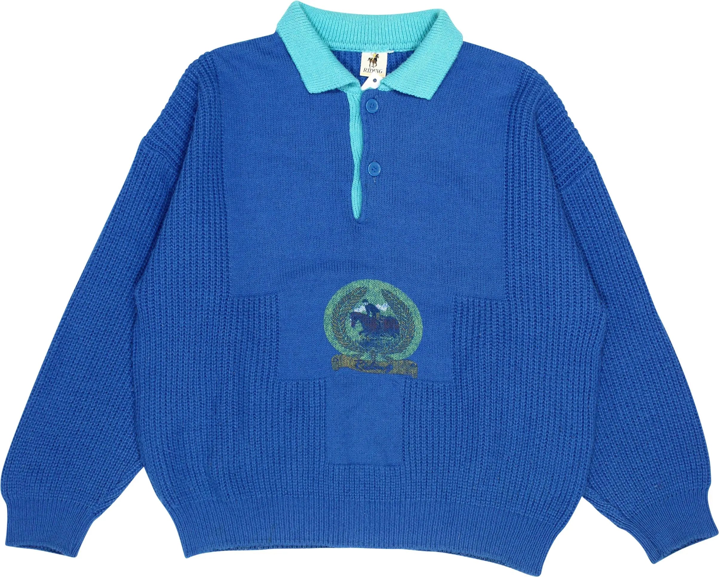 Riding - Blue Knitted Jumper- ThriftTale.com - Vintage and second handclothing