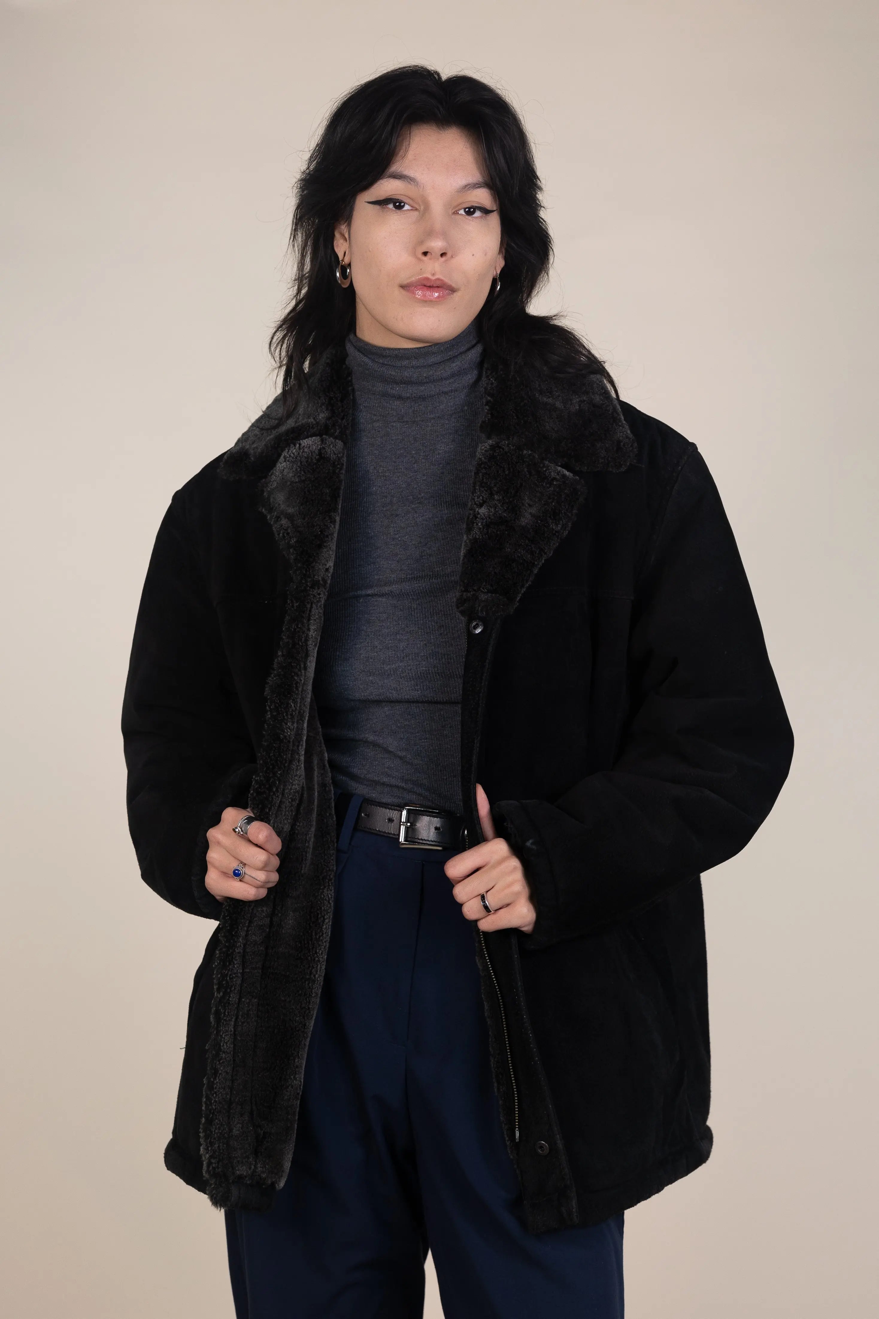 Robert Comstock - Shearling Coat- ThriftTale.com - Vintage and second handclothing