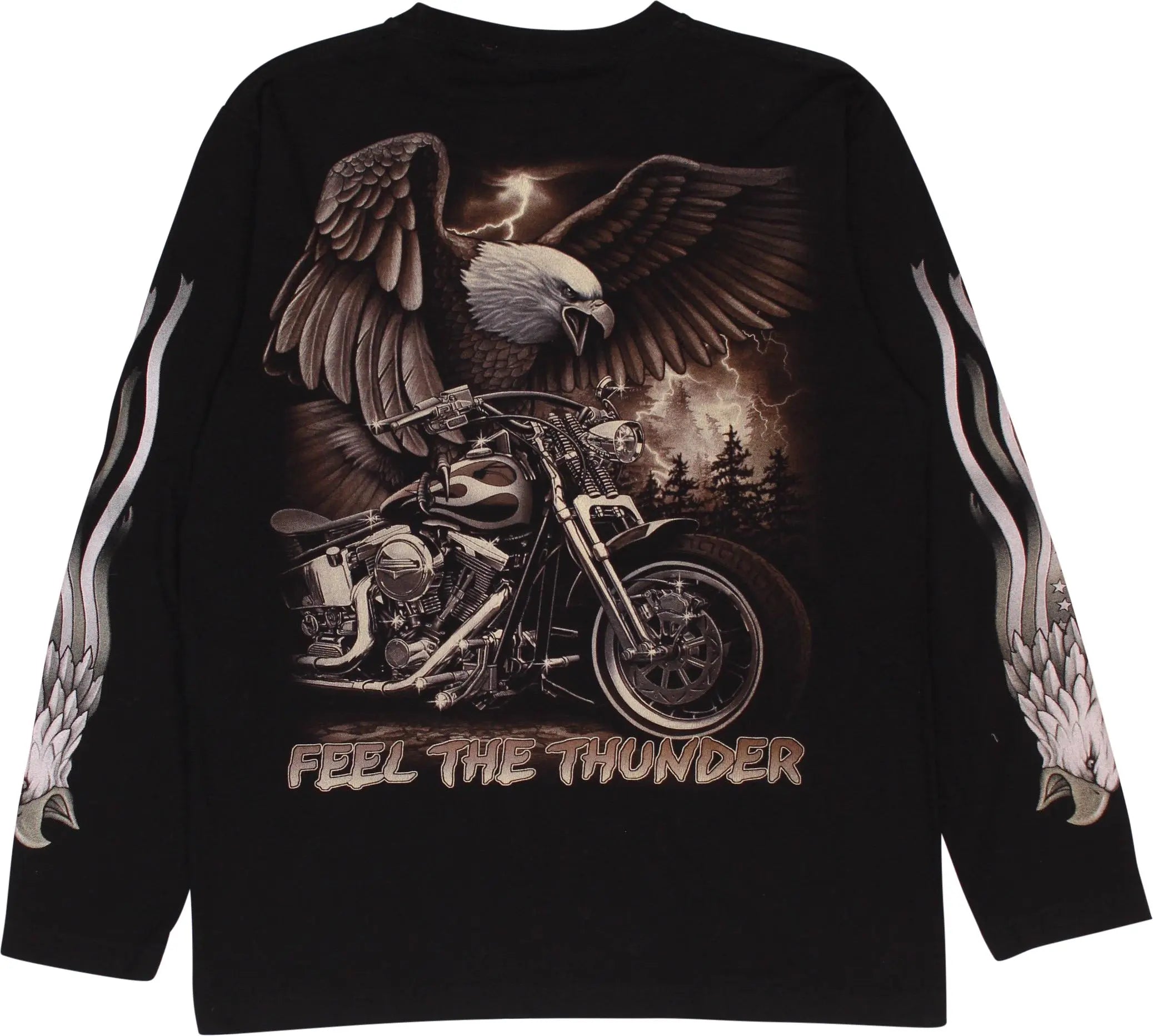 Rock Eagle - Long Sleeve Biker T-Shirt- ThriftTale.com - Vintage and second handclothing