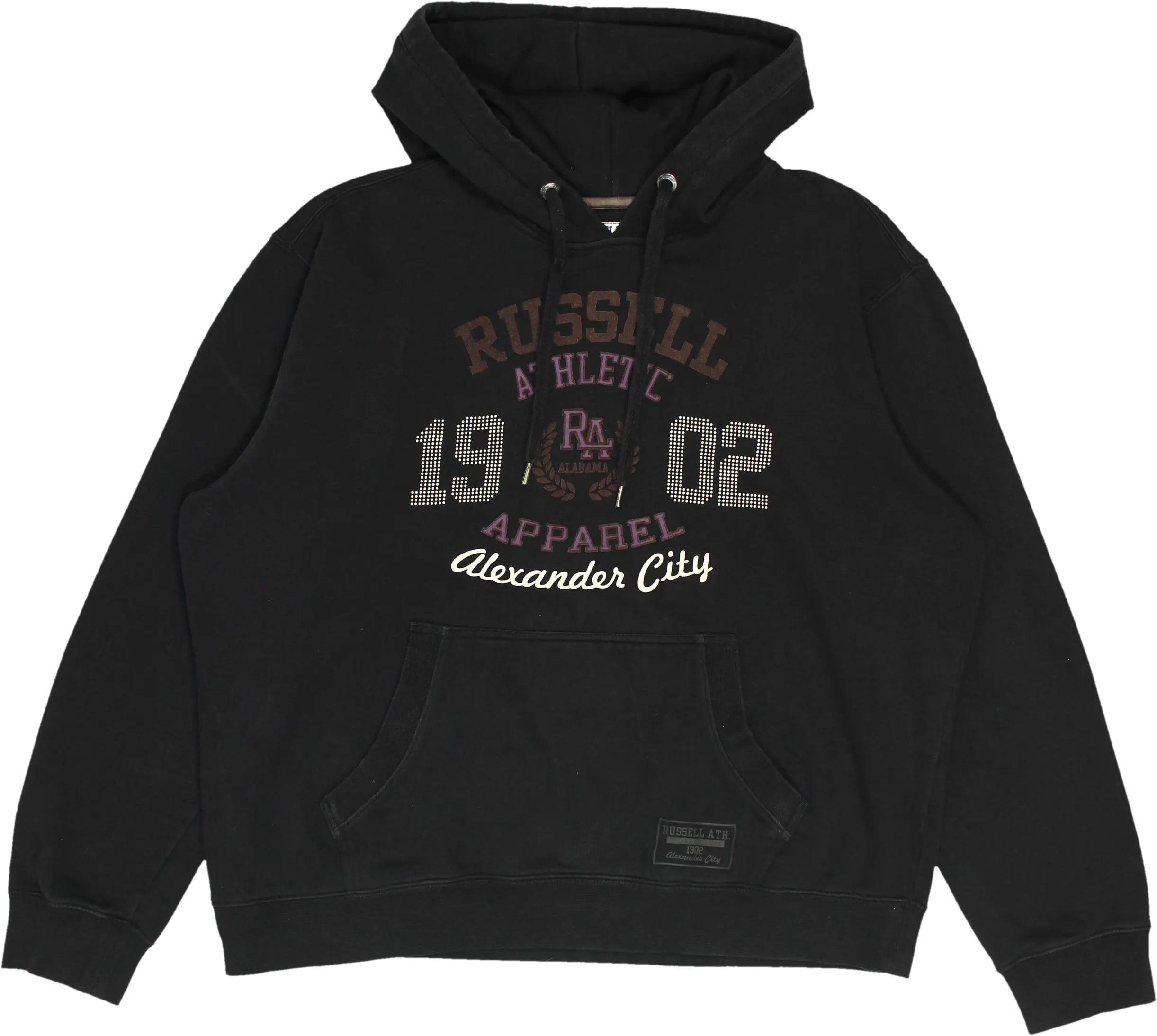 Russell Athletic - Black Hoodie by Russell Athletic- ThriftTale.com - Vintage and second handclothing