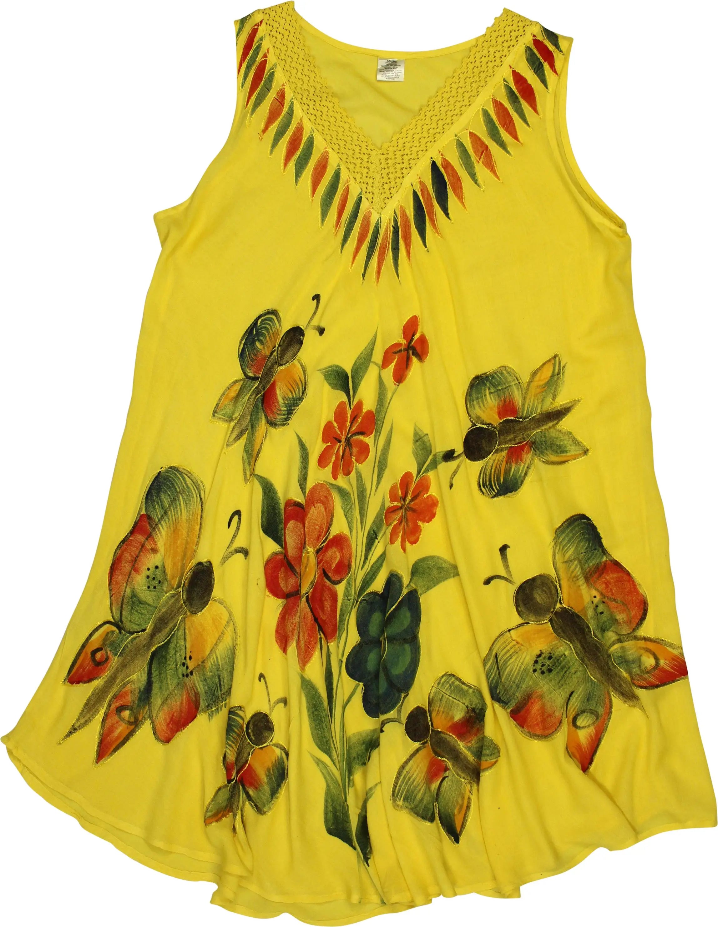 Sahiba - Yellow Floral Dress- ThriftTale.com - Vintage and second handclothing