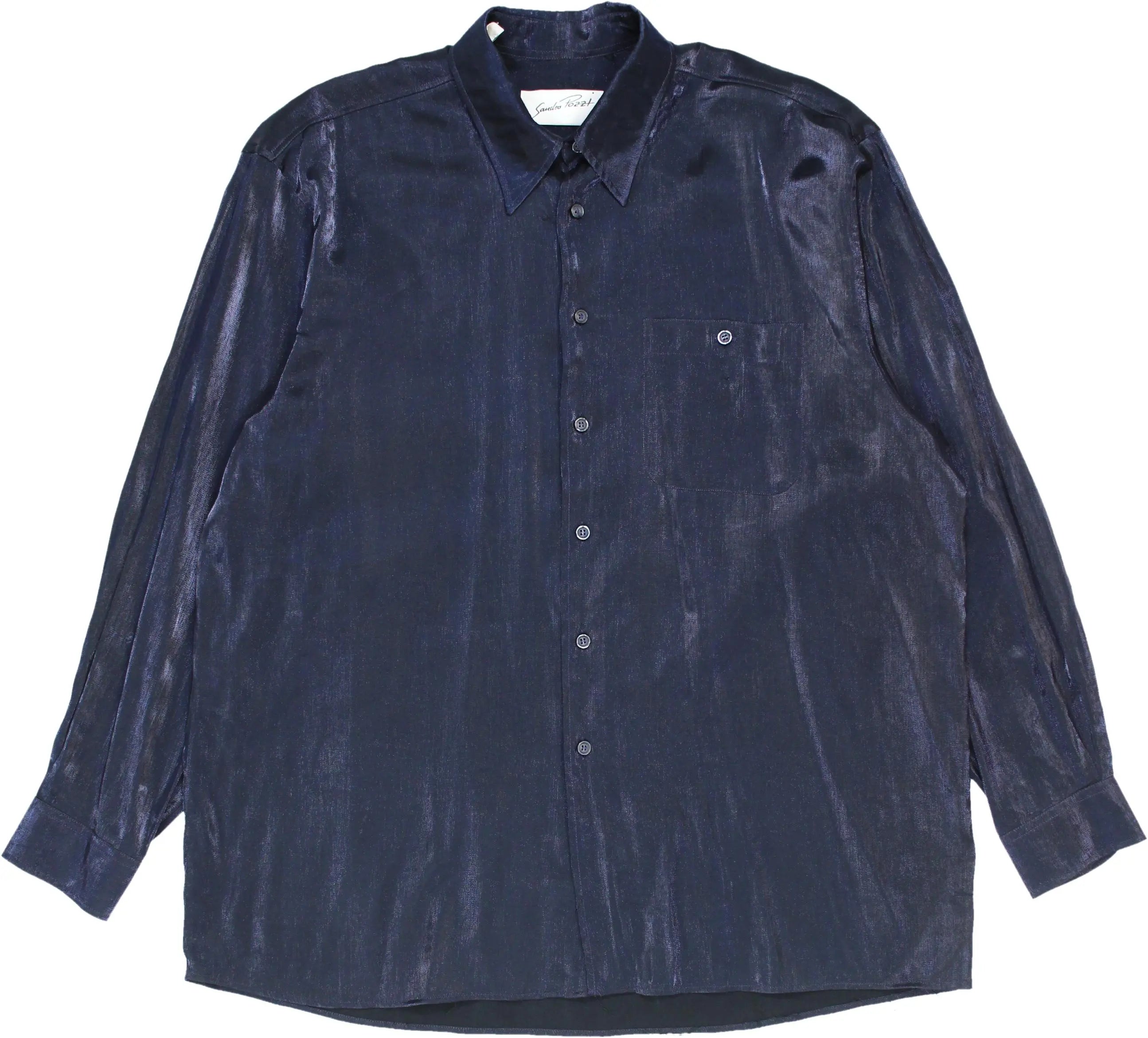 Sandro Pozzi - Blue Silk Like Shirt- ThriftTale.com - Vintage and second handclothing
