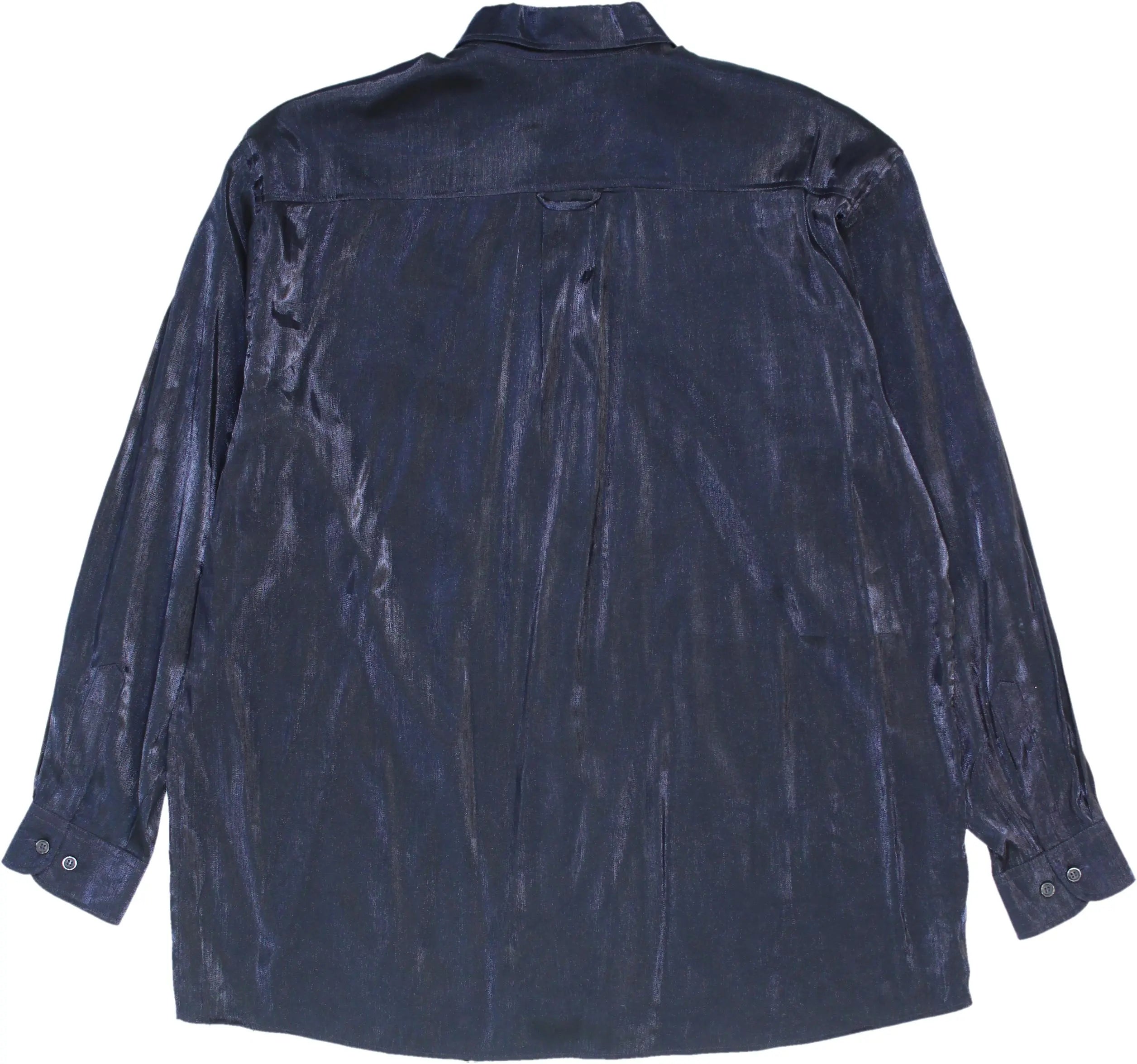 Sandro Pozzi - Blue Silk Like Shirt- ThriftTale.com - Vintage and second handclothing