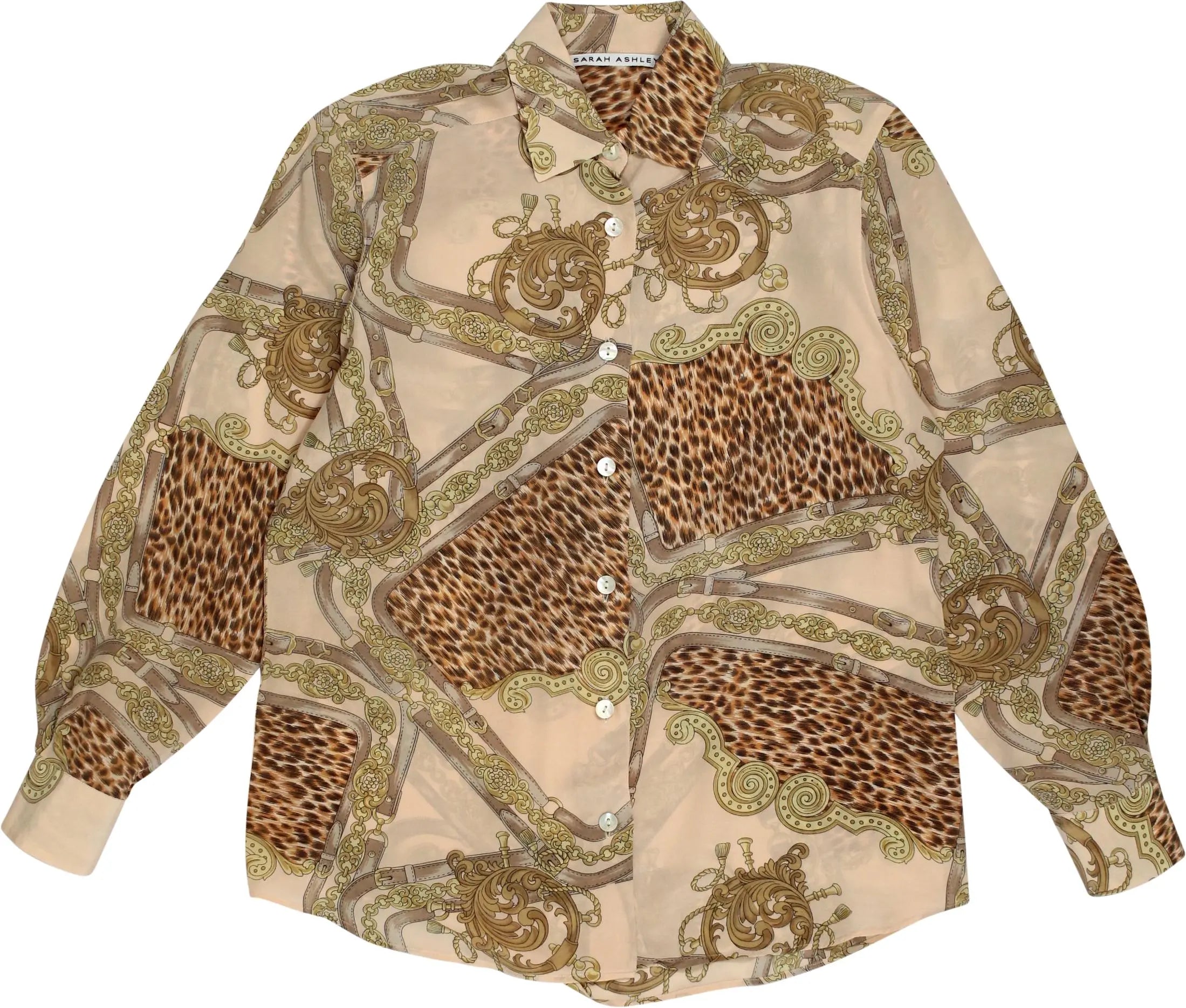 Sarah Ashley - Chain Leopard Silk Blouse- ThriftTale.com - Vintage and second handclothing