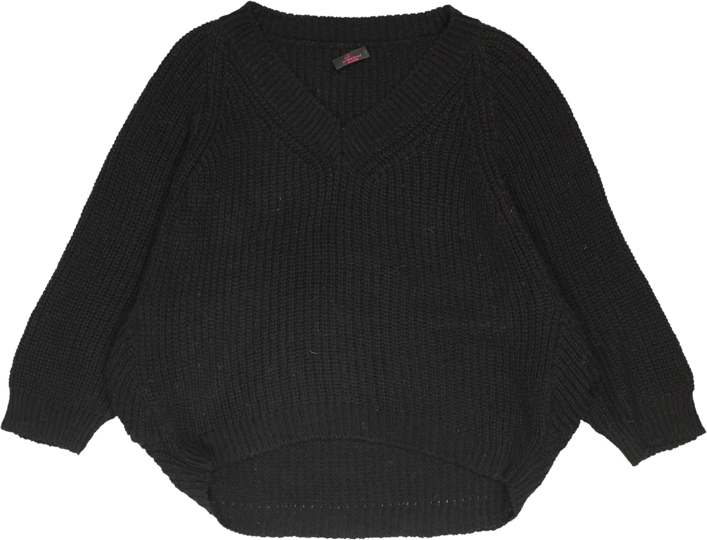 Savinni Collection - Black Knitted V-neck Jumper- ThriftTale.com - Vintage and second handclothing