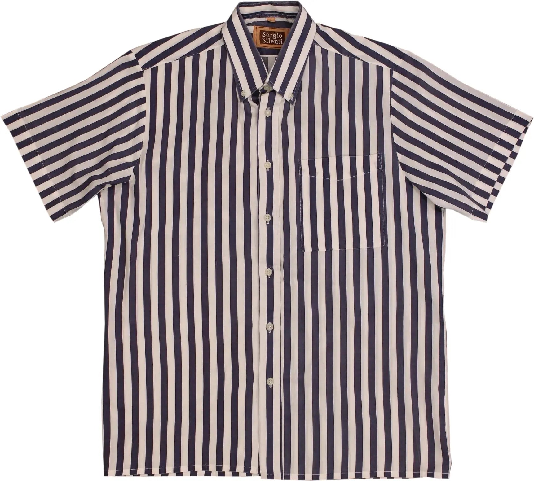 Sergio Silenti - Striped Short Sleeve Shirt- ThriftTale.com - Vintage and second handclothing