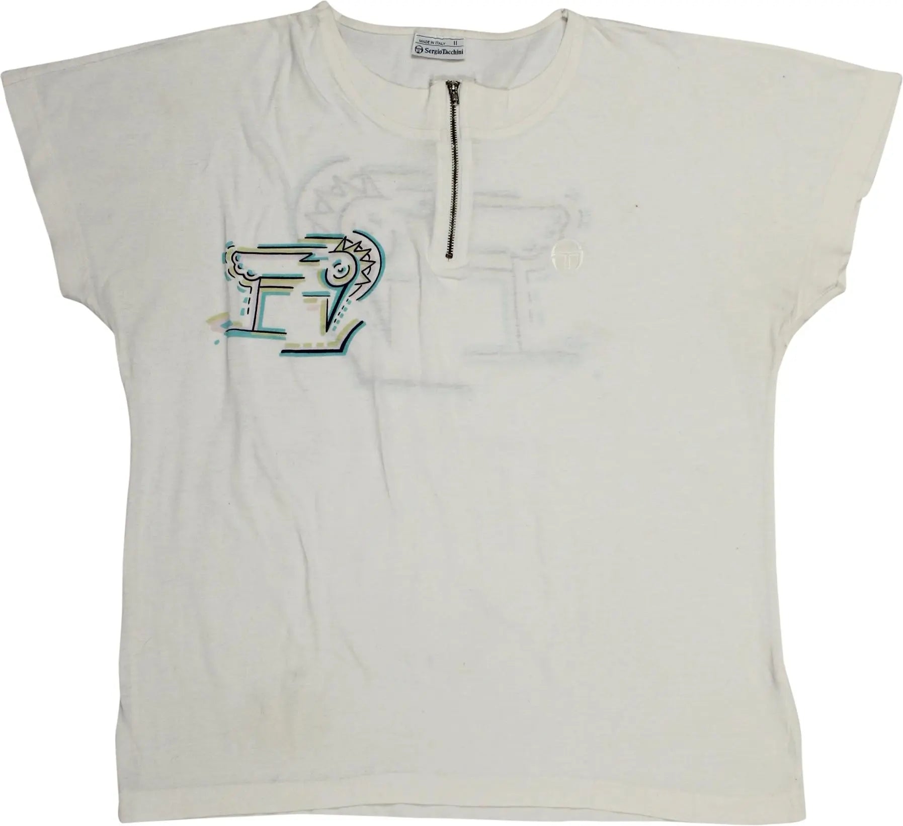 Sergio Tacchini - Zipper T-shirt by Sergio Tacchini- ThriftTale.com - Vintage and second handclothing