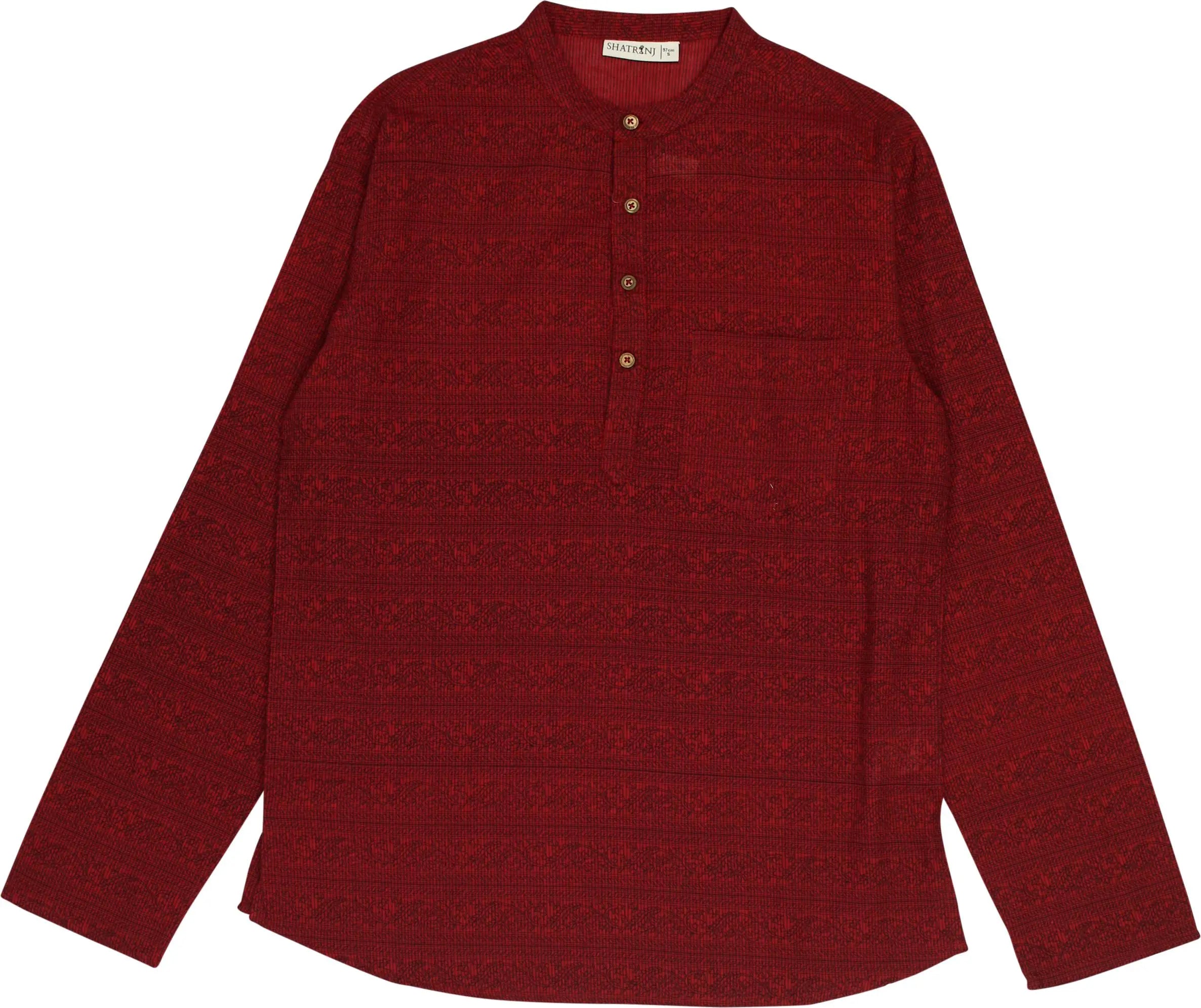 Shatranj - Red Patterned Kurta Shirt- ThriftTale.com - Vintage and second handclothing