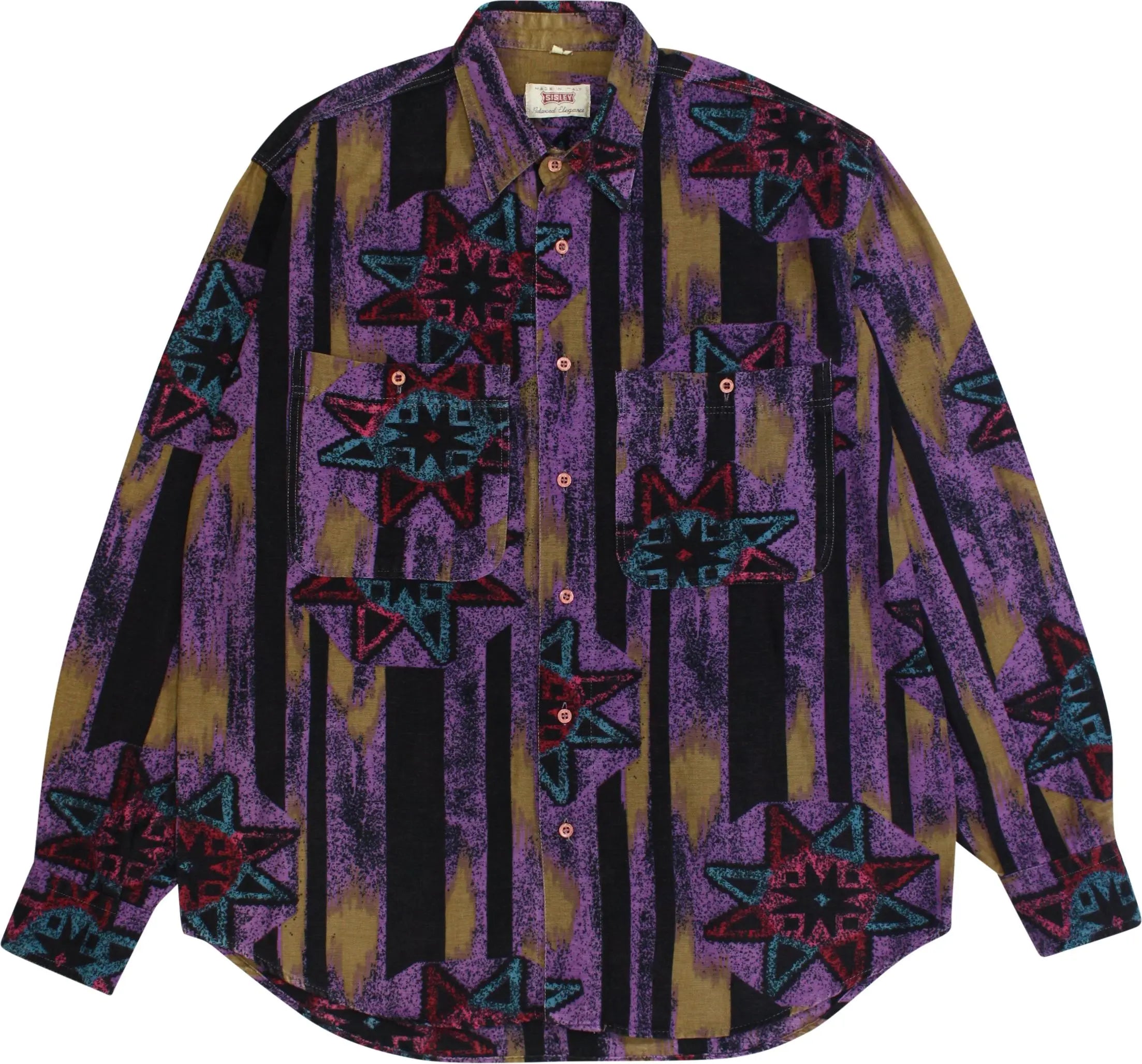 Sisley - 90s Long Sleeve Shirt- ThriftTale.com - Vintage and second handclothing