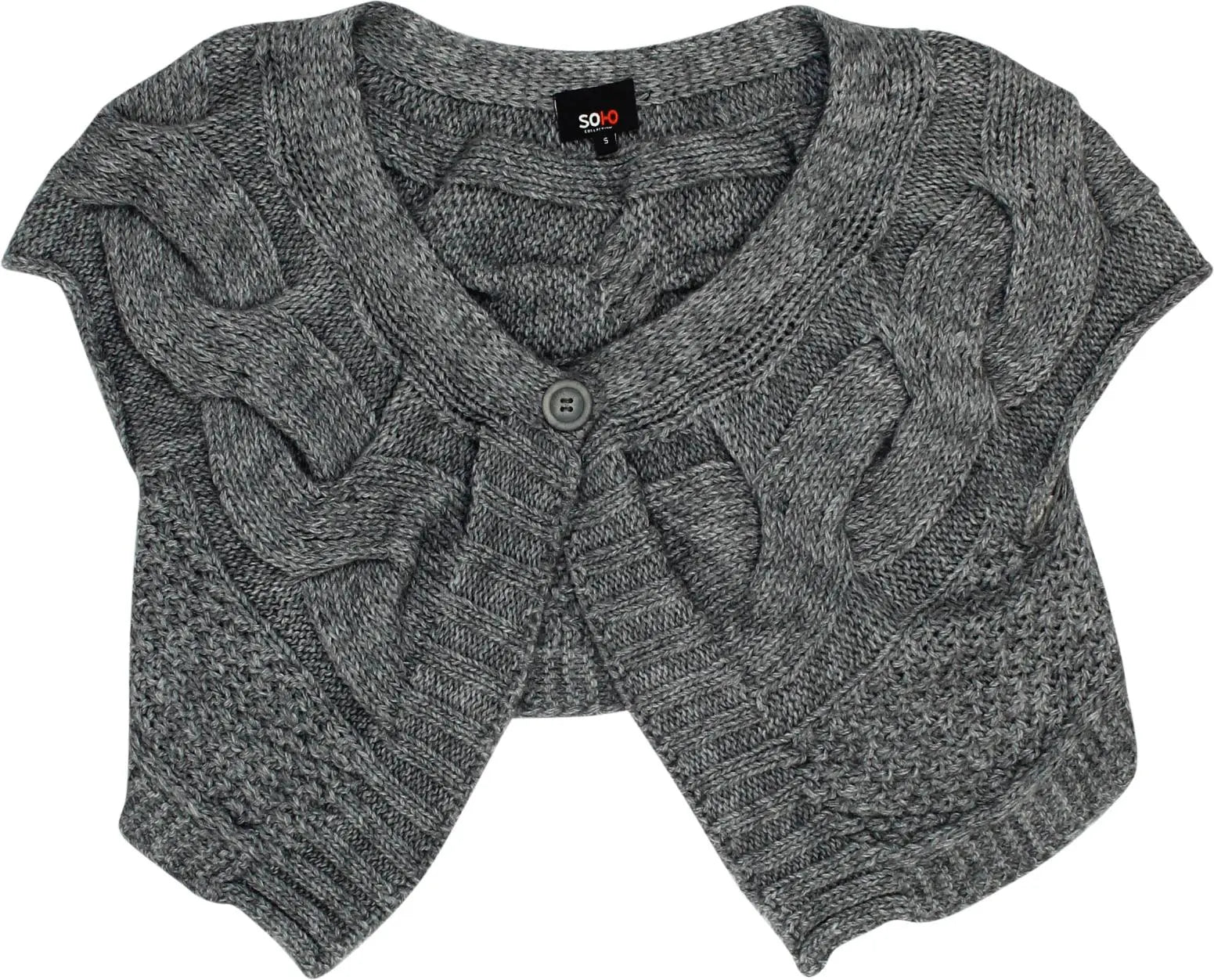 Soho - Grey Short Sleeve Cardigan- ThriftTale.com - Vintage and second handclothing