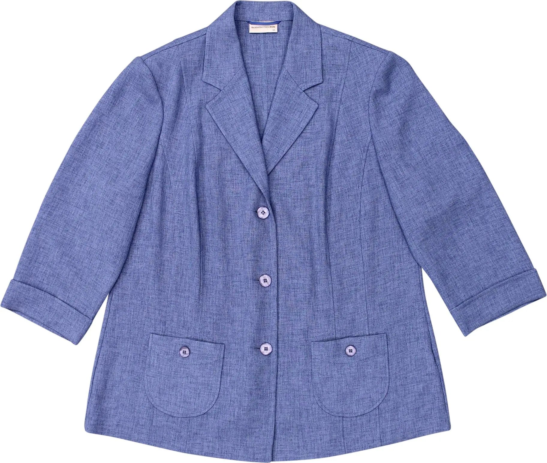 Sommermann - Blue Blazer with Shoulder Pads- ThriftTale.com - Vintage and second handclothing