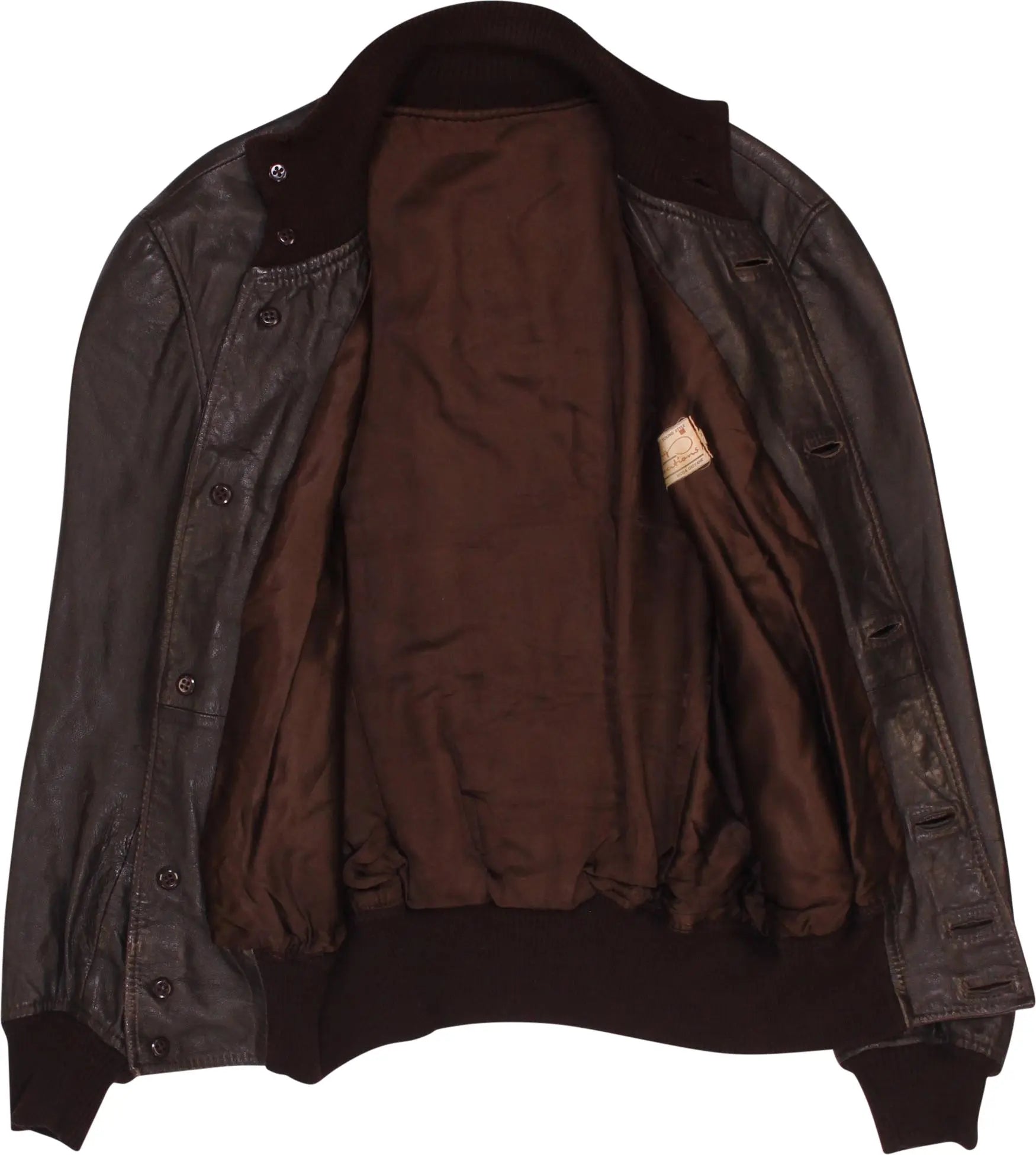 Sporting Creations - Vintage Brown Leather Jacket- ThriftTale.com - Vintage and second handclothing