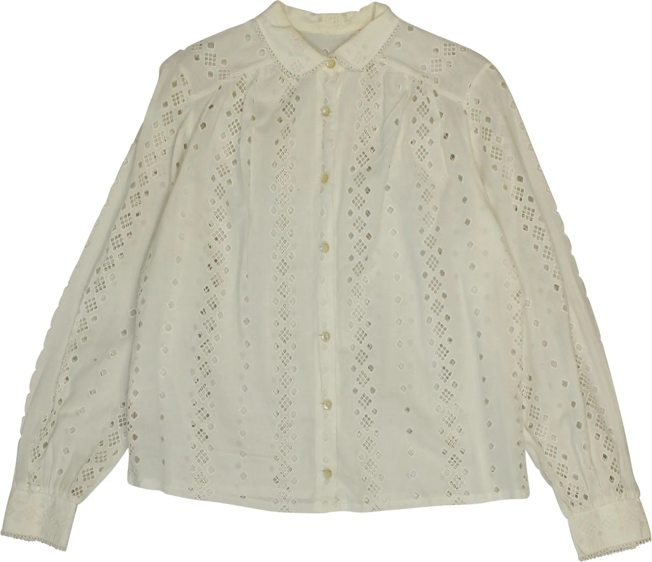 Spranger Modell - 60s White Embroidered Blouse- ThriftTale.com - Vintage and second handclothing