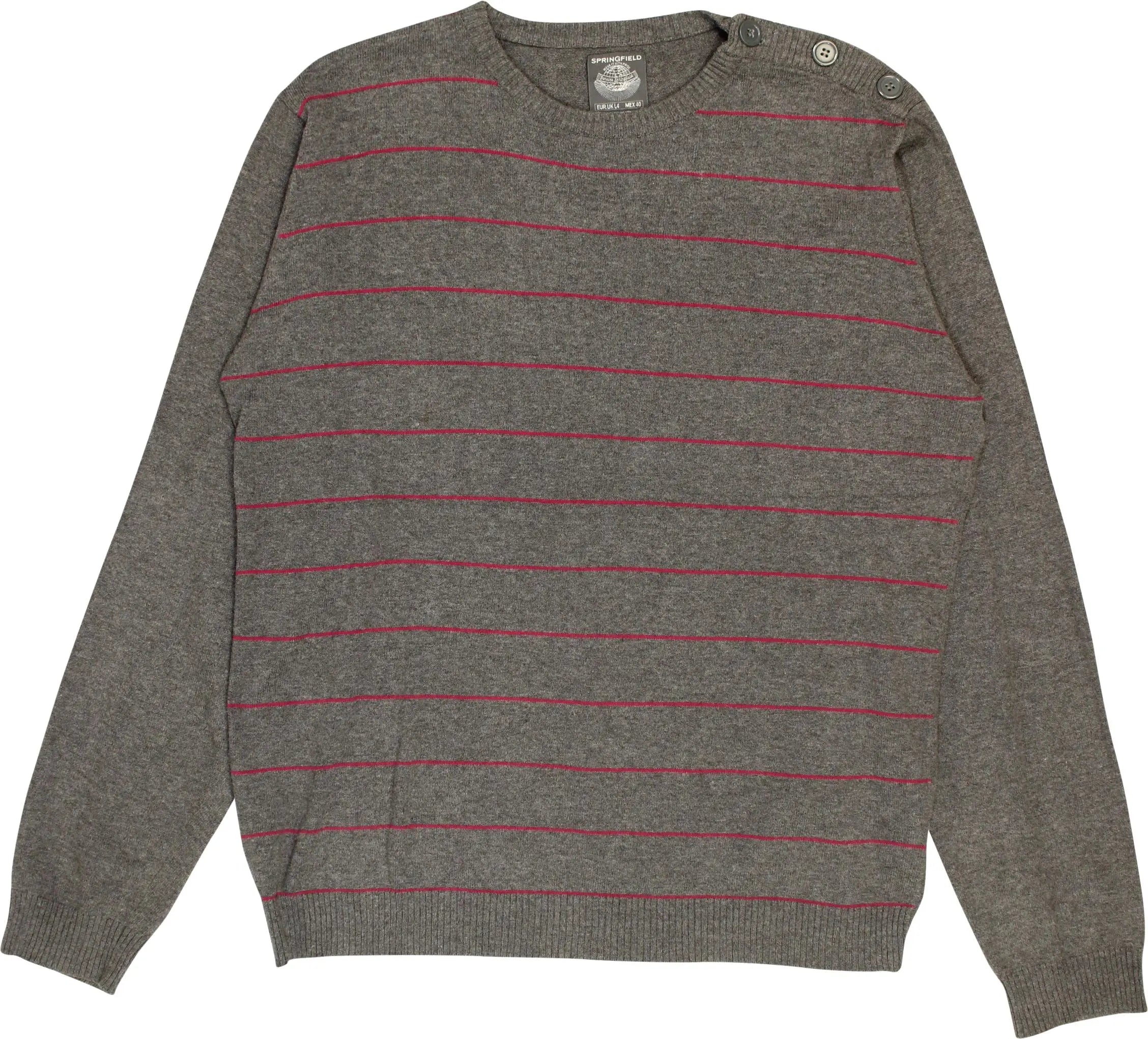 Springfield - Grey Striped Jumper- ThriftTale.com - Vintage and second handclothing