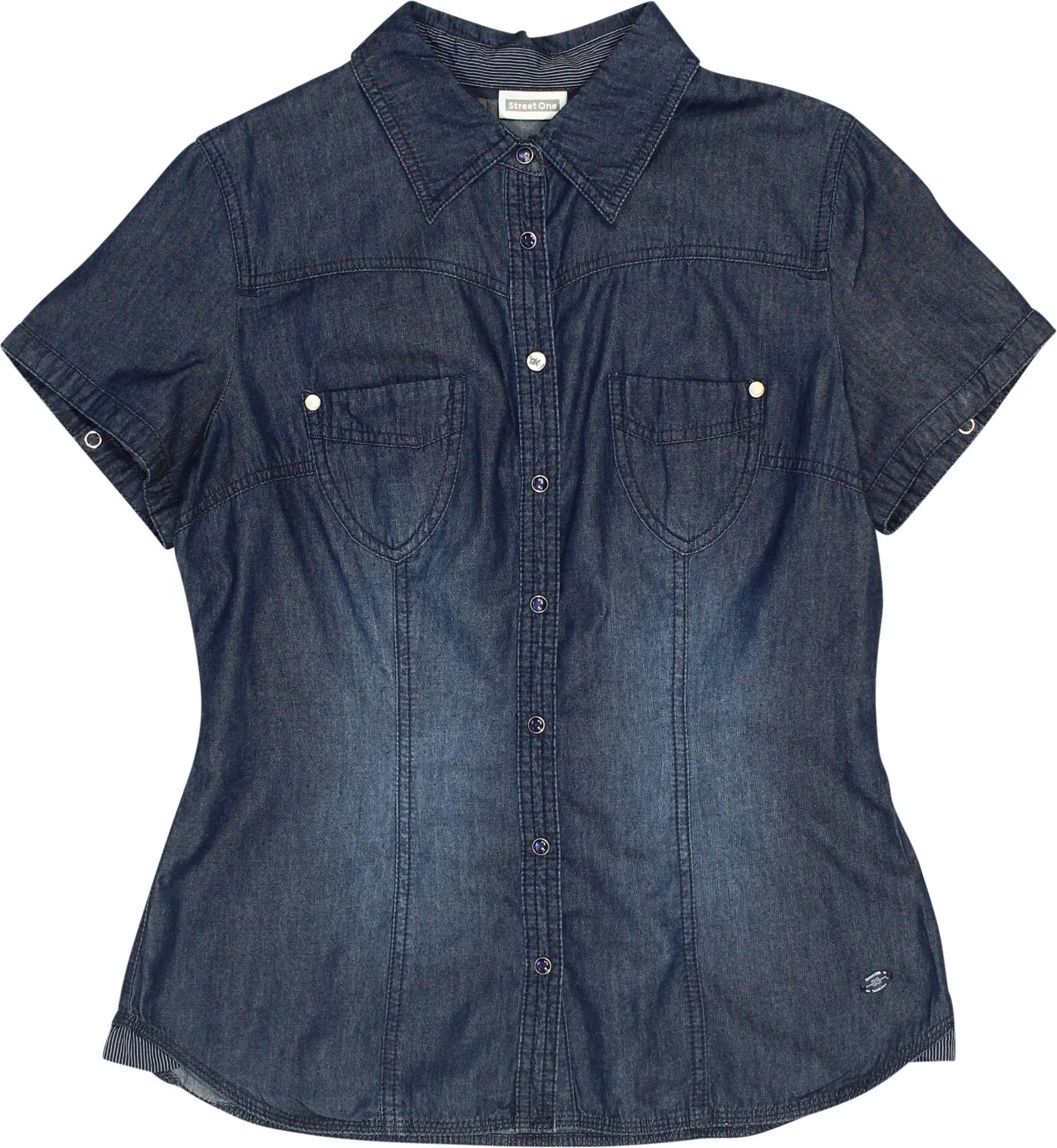 Street One - Denim Short Sleeve Shirt- ThriftTale.com - Vintage and second handclothing