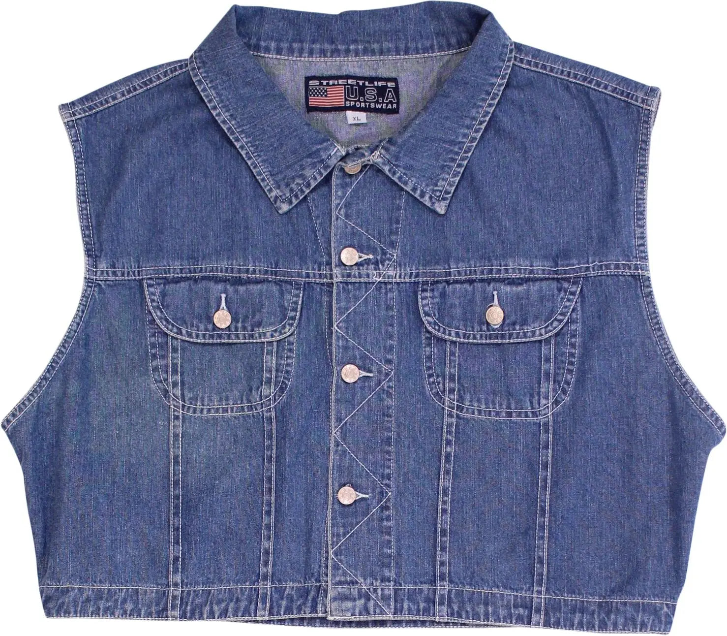 Streetstyle U.S.A. Sportswear - 90s Denim Vest- ThriftTale.com - Vintage and second handclothing