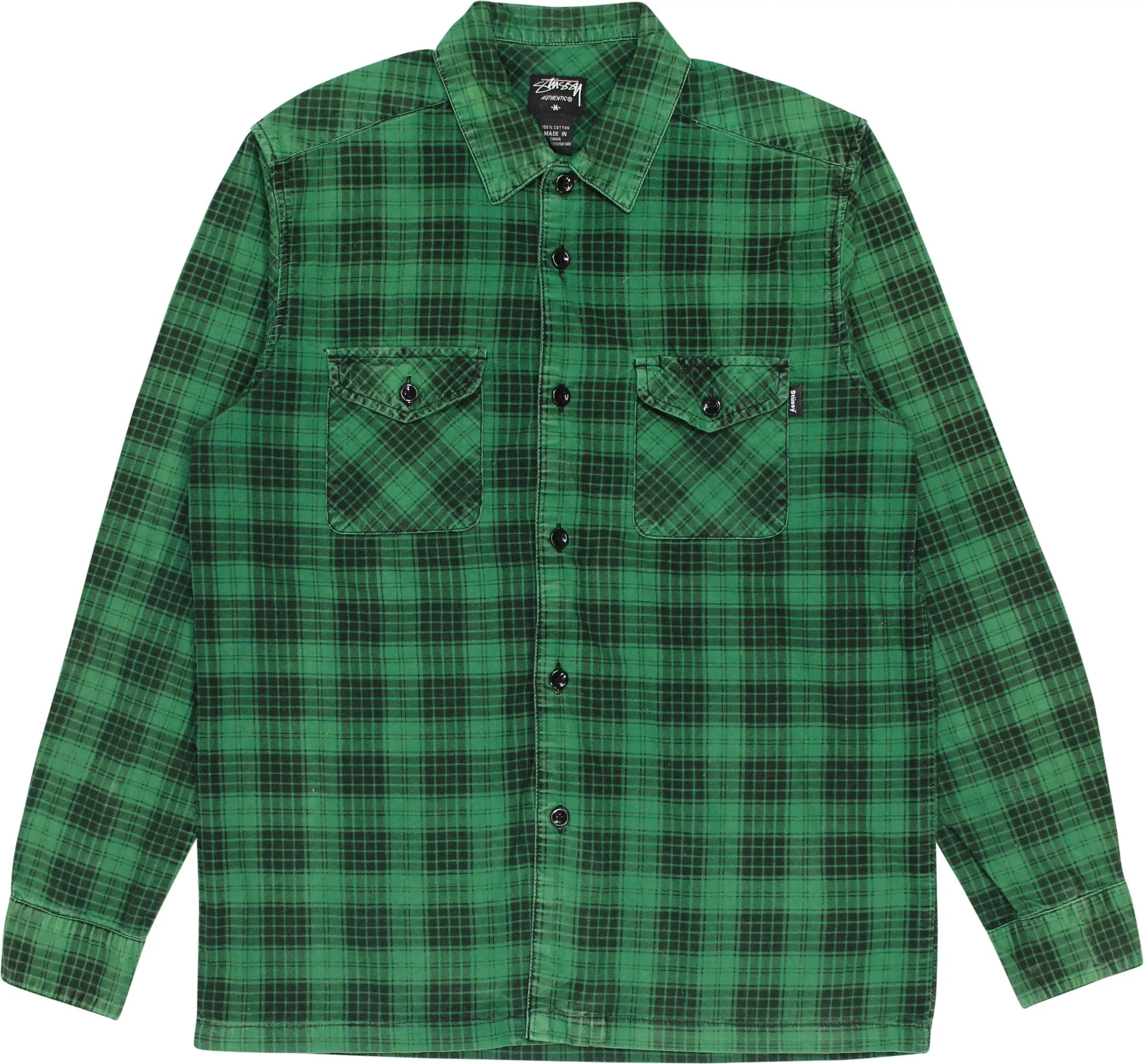 Stüssy - Green Checked Shirt- ThriftTale.com - Vintage and second handclothing