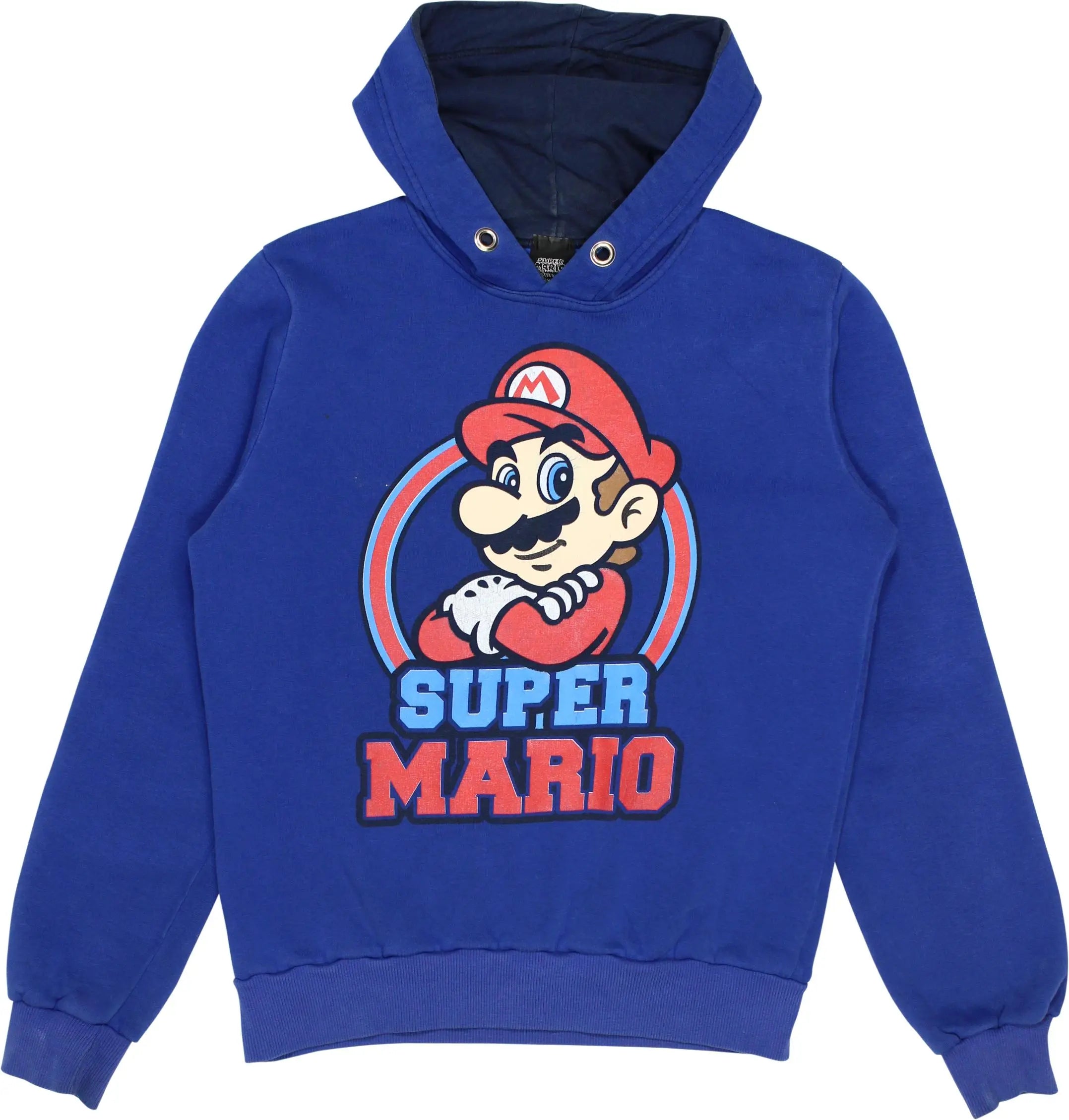 Super Mario - Blue Mario Hoodie- ThriftTale.com - Vintage and second handclothing