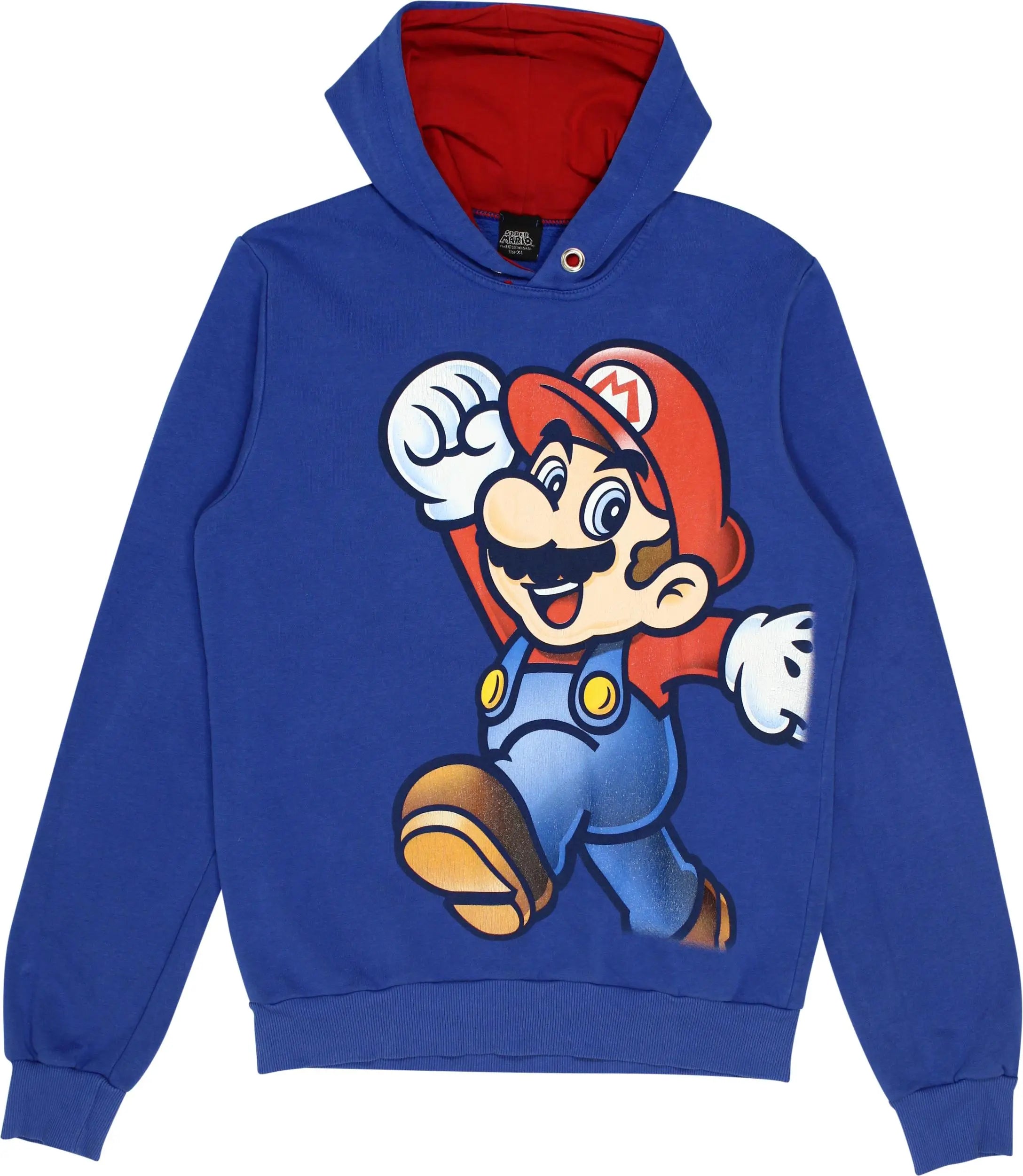Super Mario - Blue Mario Hoodie- ThriftTale.com - Vintage and second handclothing