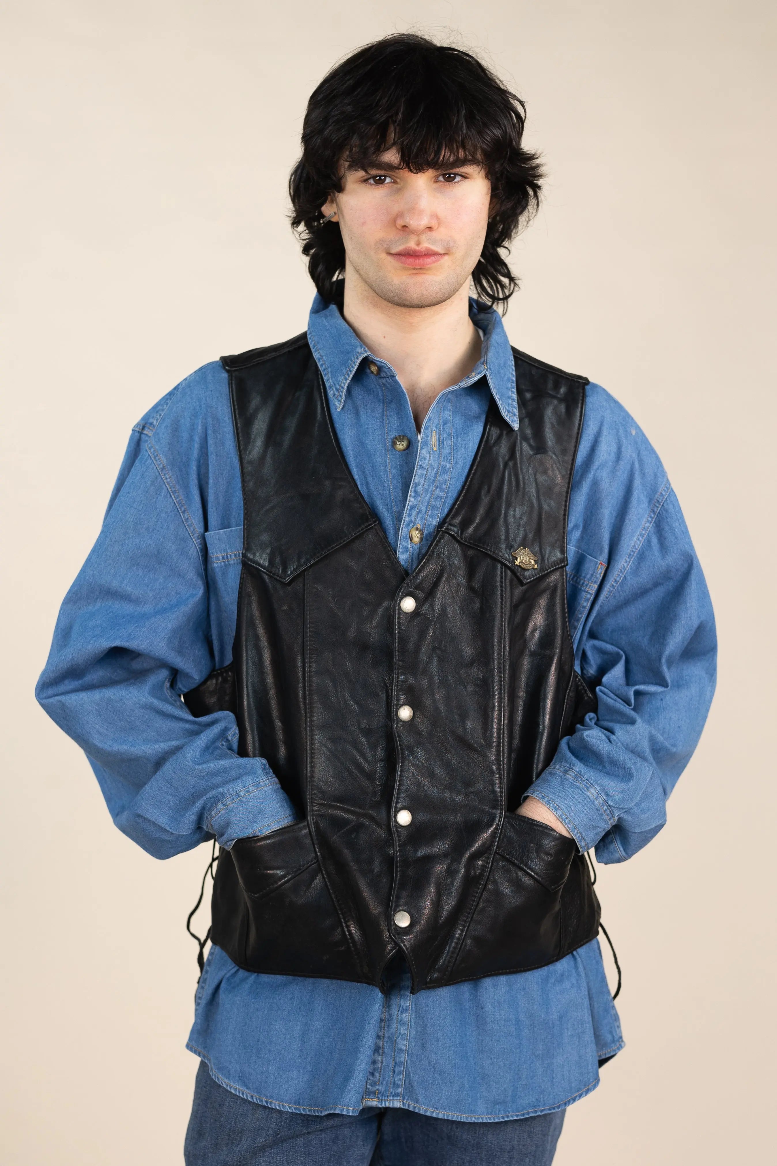 TRD Leathers - Leather Waistcoat- ThriftTale.com - Vintage and second handclothing