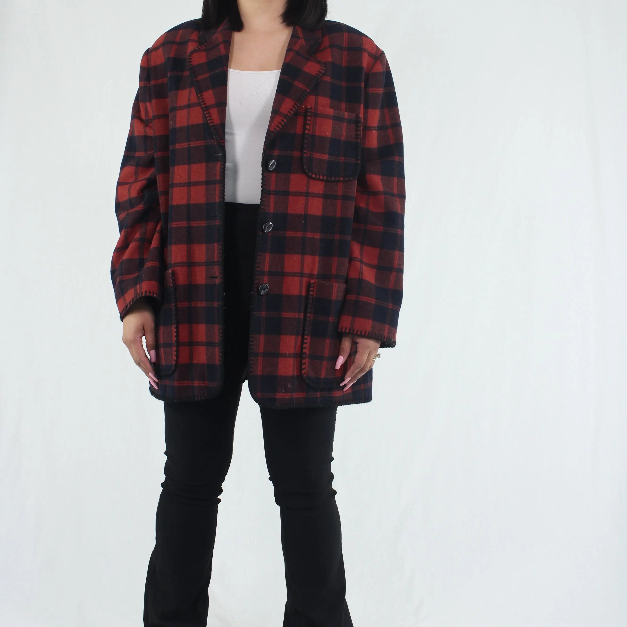 Taifun - Tartan Wool Blend Coat- ThriftTale.com - Vintage and second handclothing