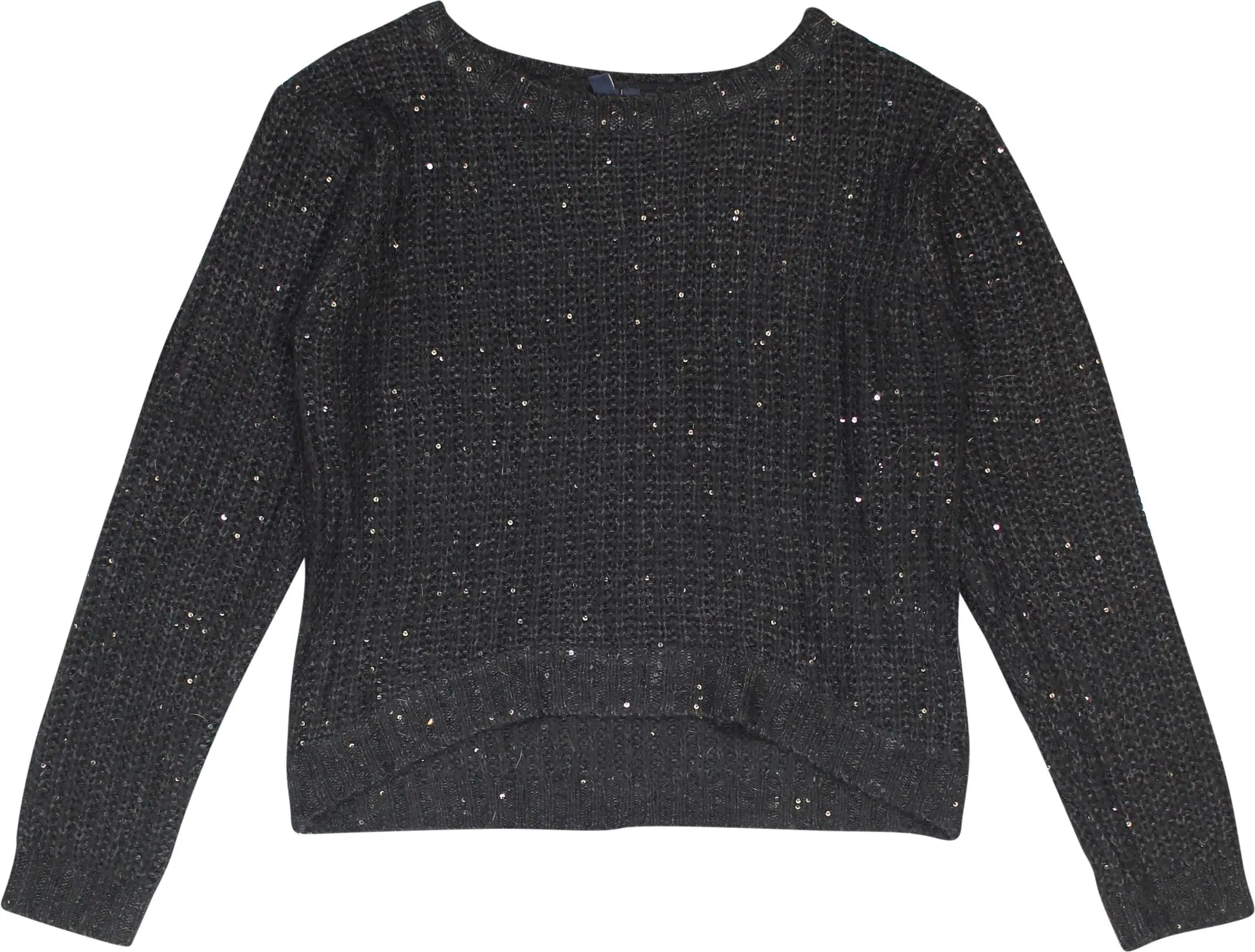Teen Girls - Black Knitted Sweater with Glitters- ThriftTale.com - Vintage and second handclothing