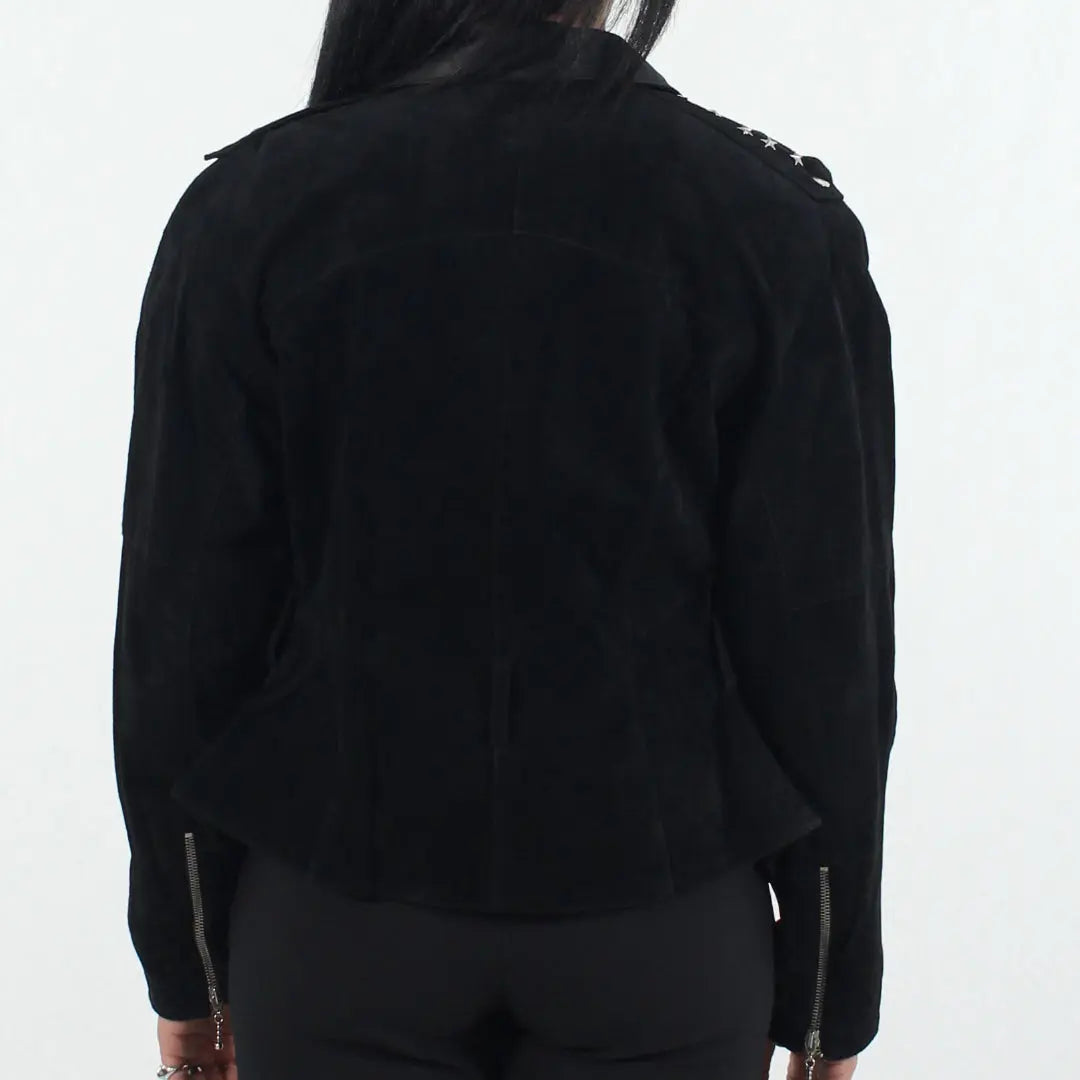 Textil Agentur - Black Studded Suede Jacket- ThriftTale.com - Vintage and second handclothing