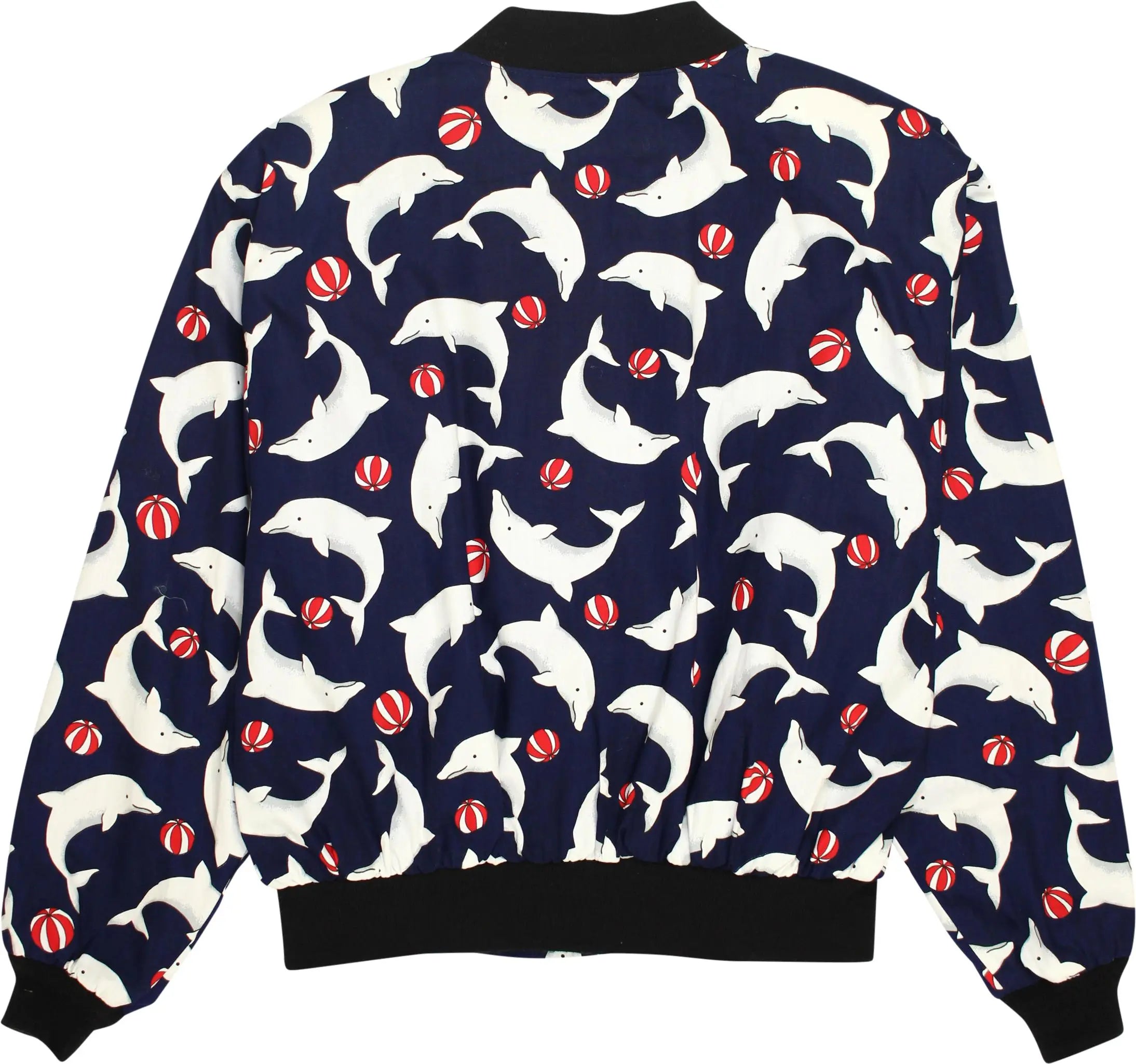 The Shell Game - Dolphin Print Jacket with Shoulder Pads- ThriftTale.com - Vintage and second handclothing