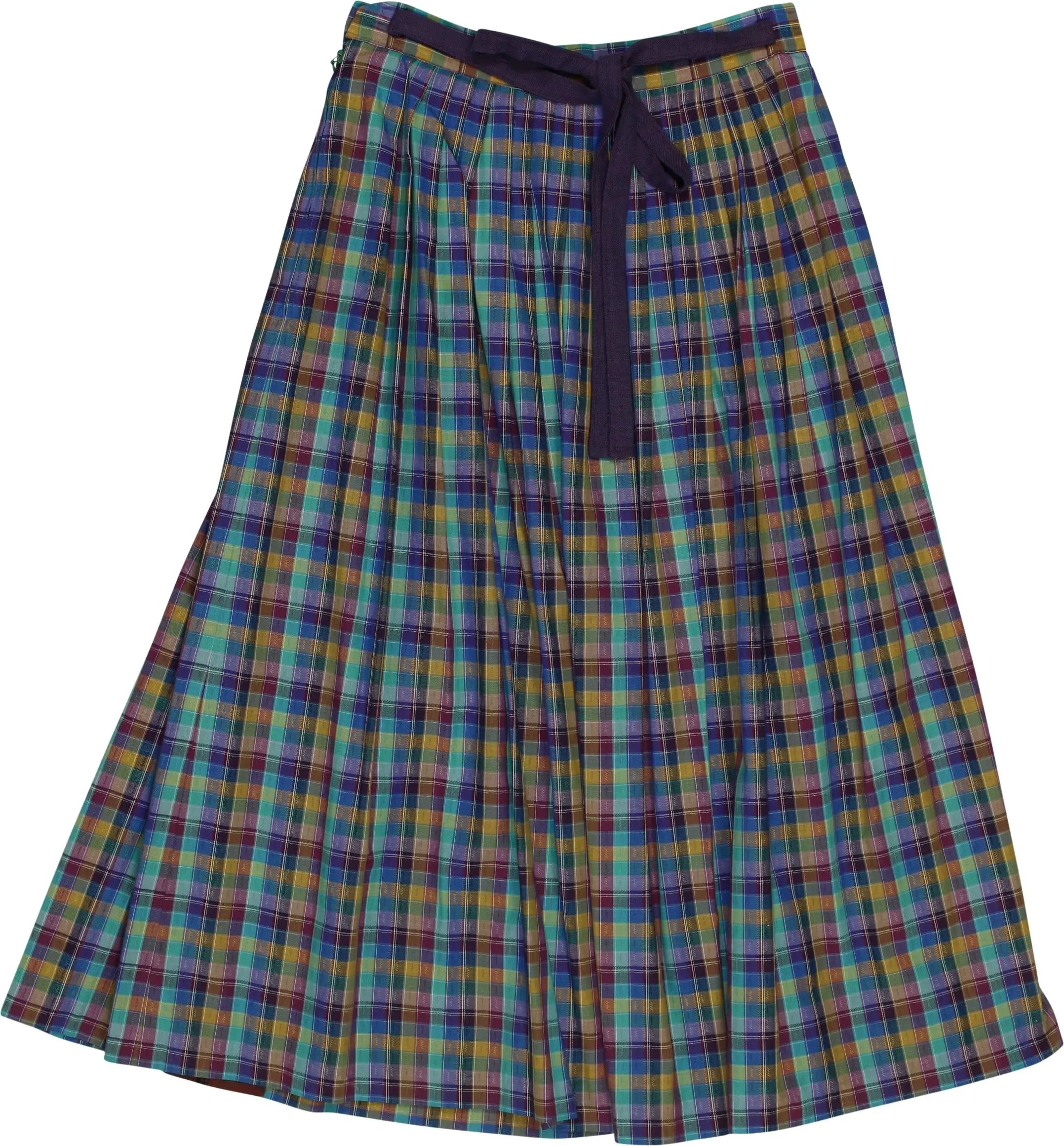 ThriftTale - 80s Checked Pleated Midi Skirt- ThriftTale.com - Vintage and second handclothing