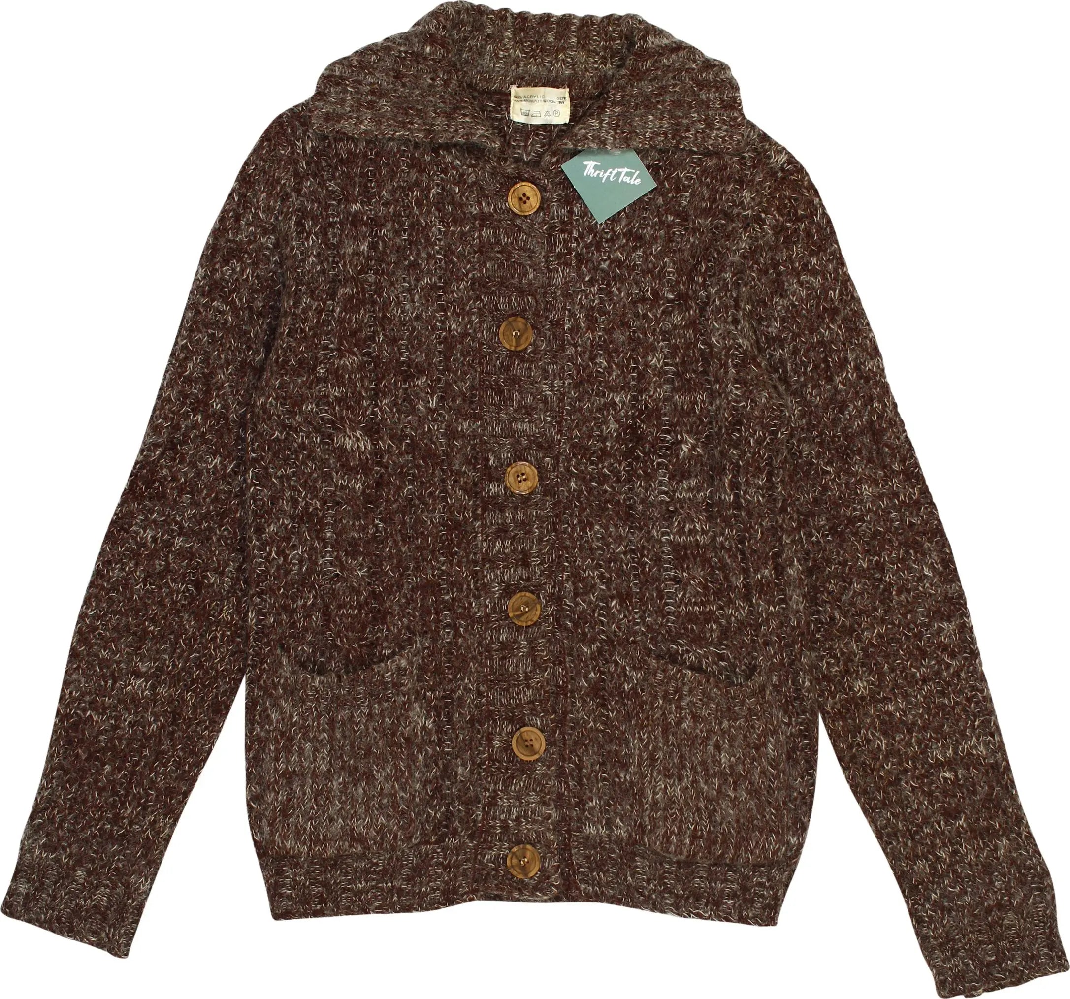 ThriftTale - Brown Knitted Button Cardigan- ThriftTale.com - Vintage and second handclothing
