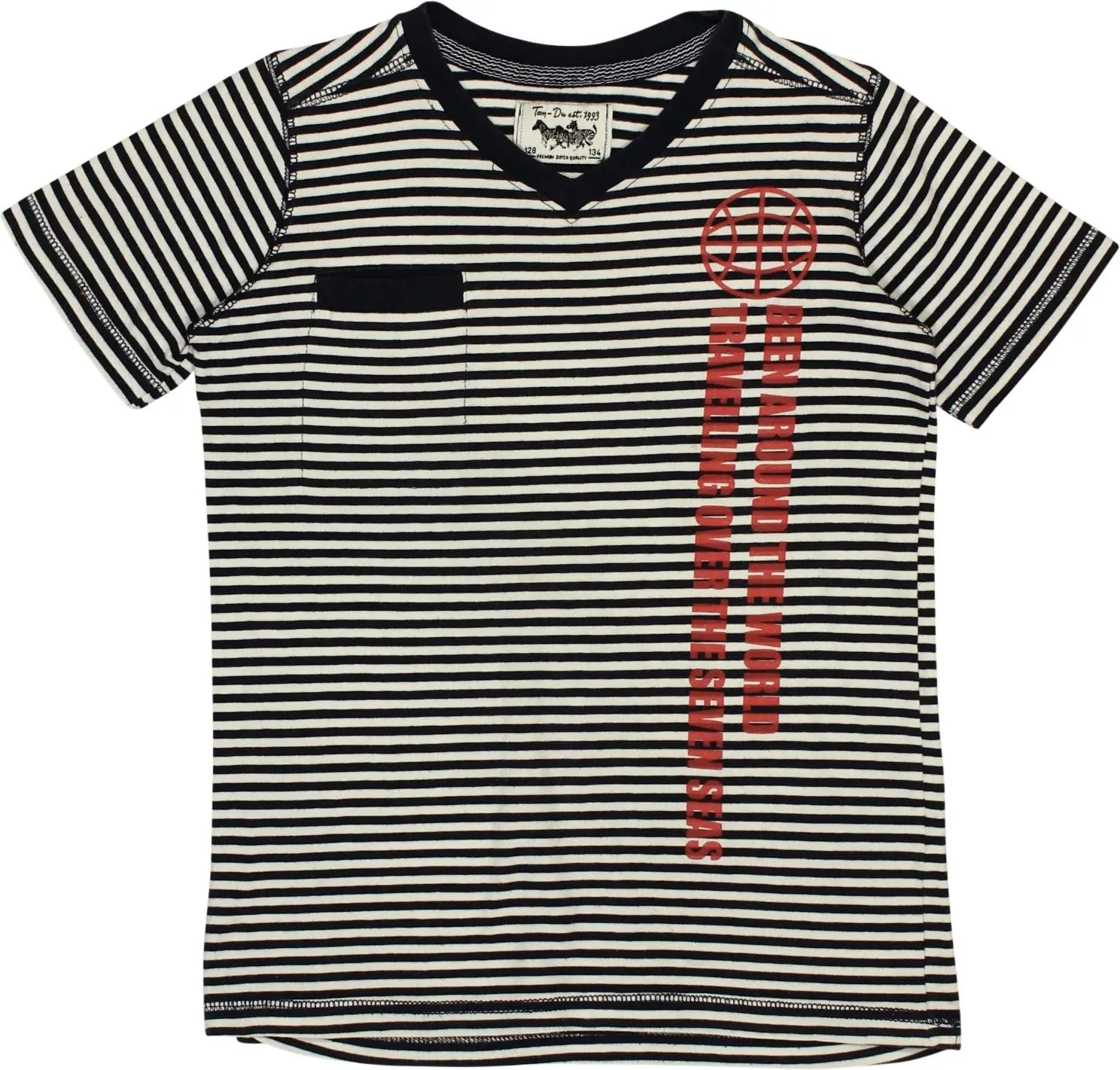Tom-Du - Blue Striped T-shirt- ThriftTale.com - Vintage and second handclothing